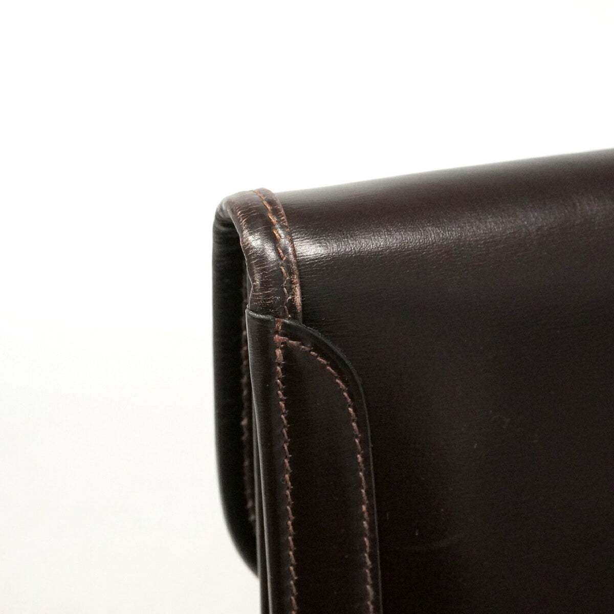 Hermes Dark Brown Box Calf Leather Clutch Bag (Pre-Owned)
