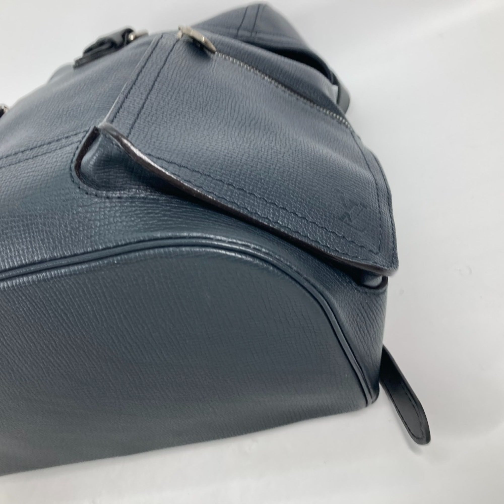 Louis Vuitton Black Navy Navy Blue Utah Leather Backpack (Pre-Owned)