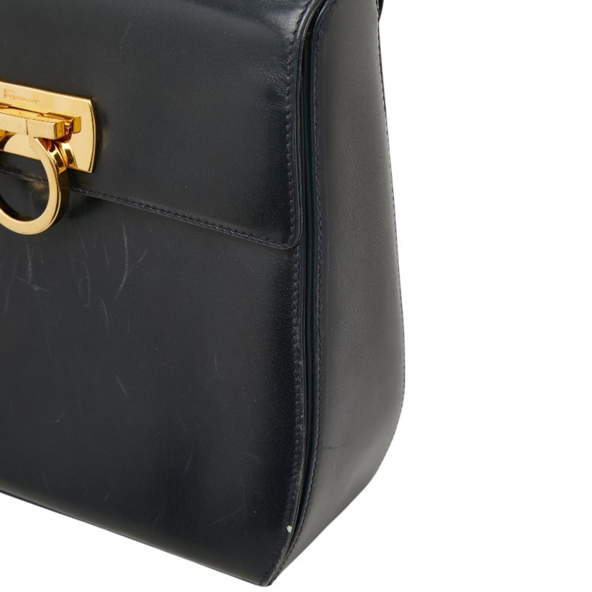 Salvatore Ferragamo Navy Leather Handbag Shoulder Bag (Pre-Owned)