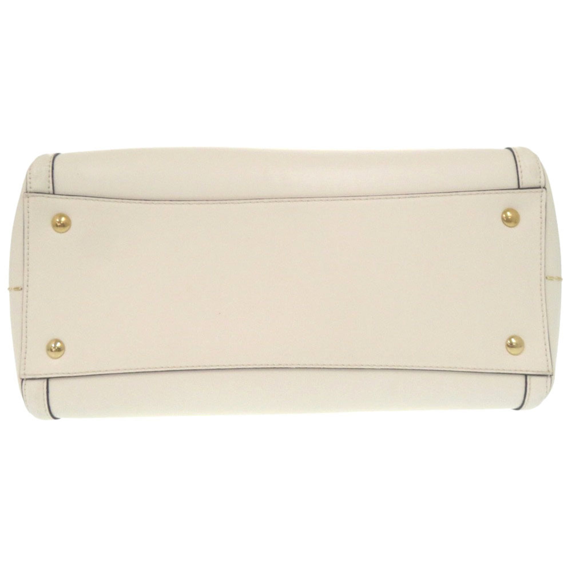 Salvatore Ferragamo White Leather Shoulder Bag Tote Bag (Pre-Owned)