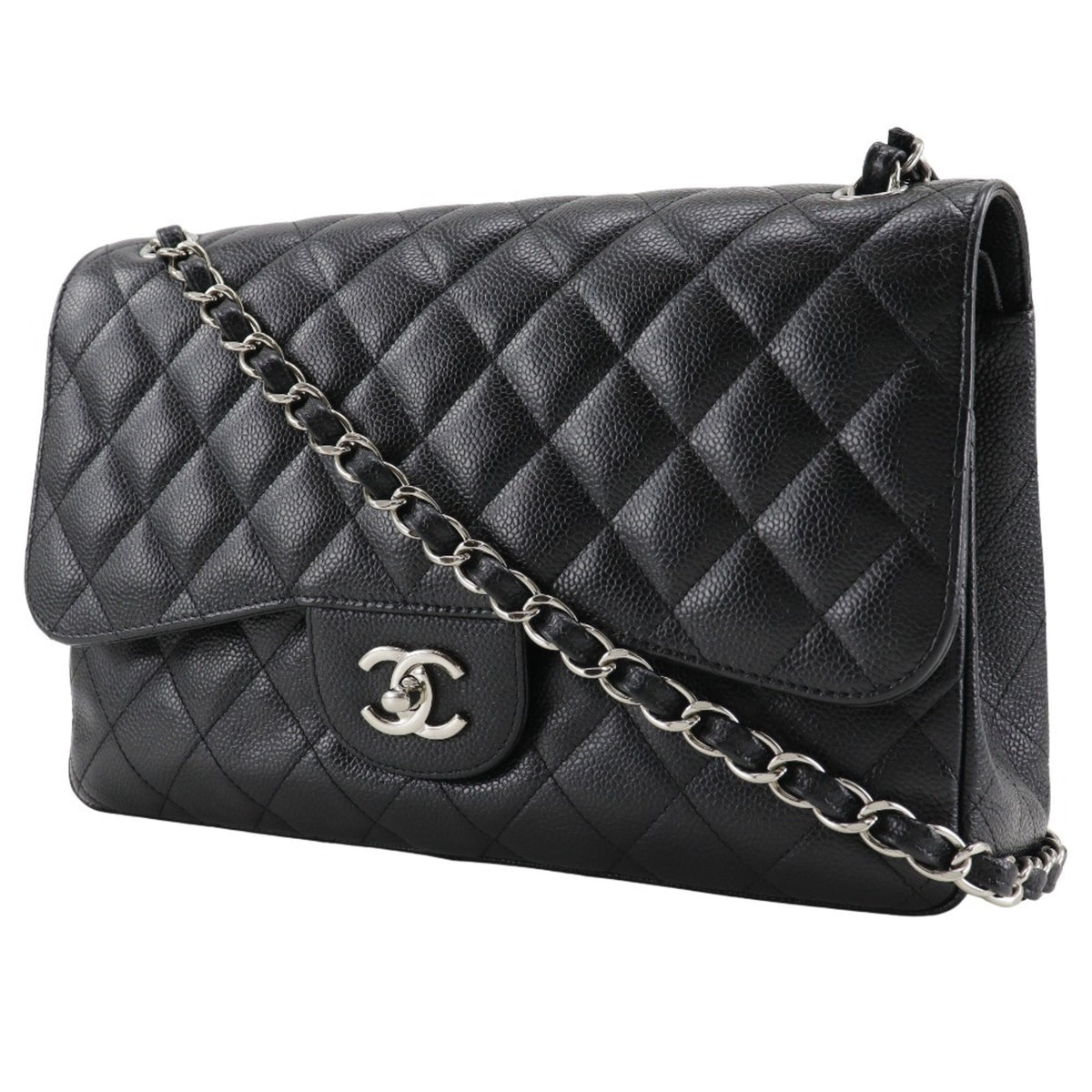 Chanel Black Caviar Leather Shoulder Bag (Pre-Owned)