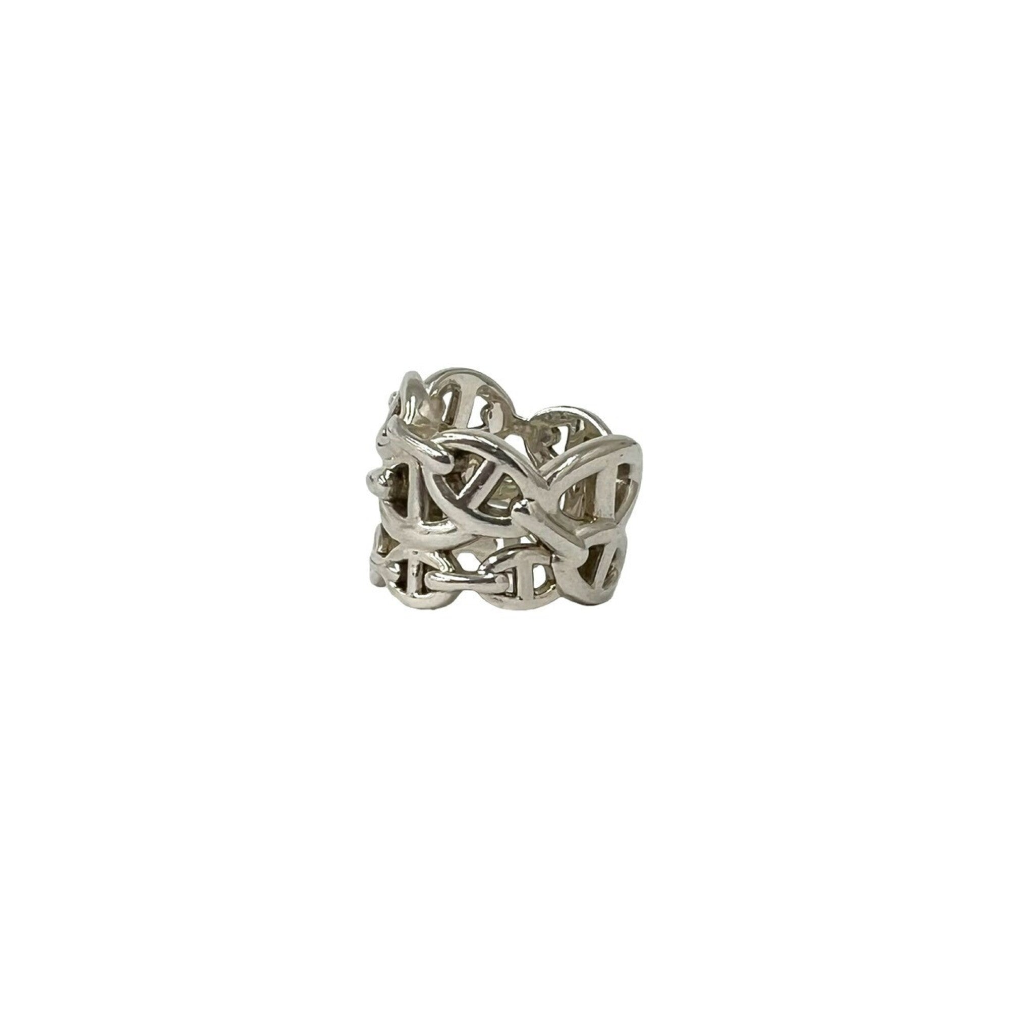 Hermes Silver Silver 925 Band Ring (Pre-Owned)