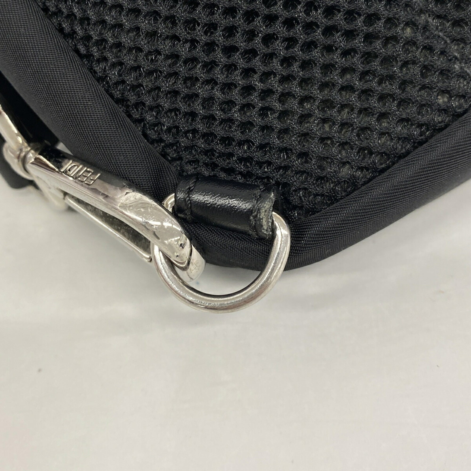 Fendi Black Nylon Leather Sling Bag (Pre-Owned)