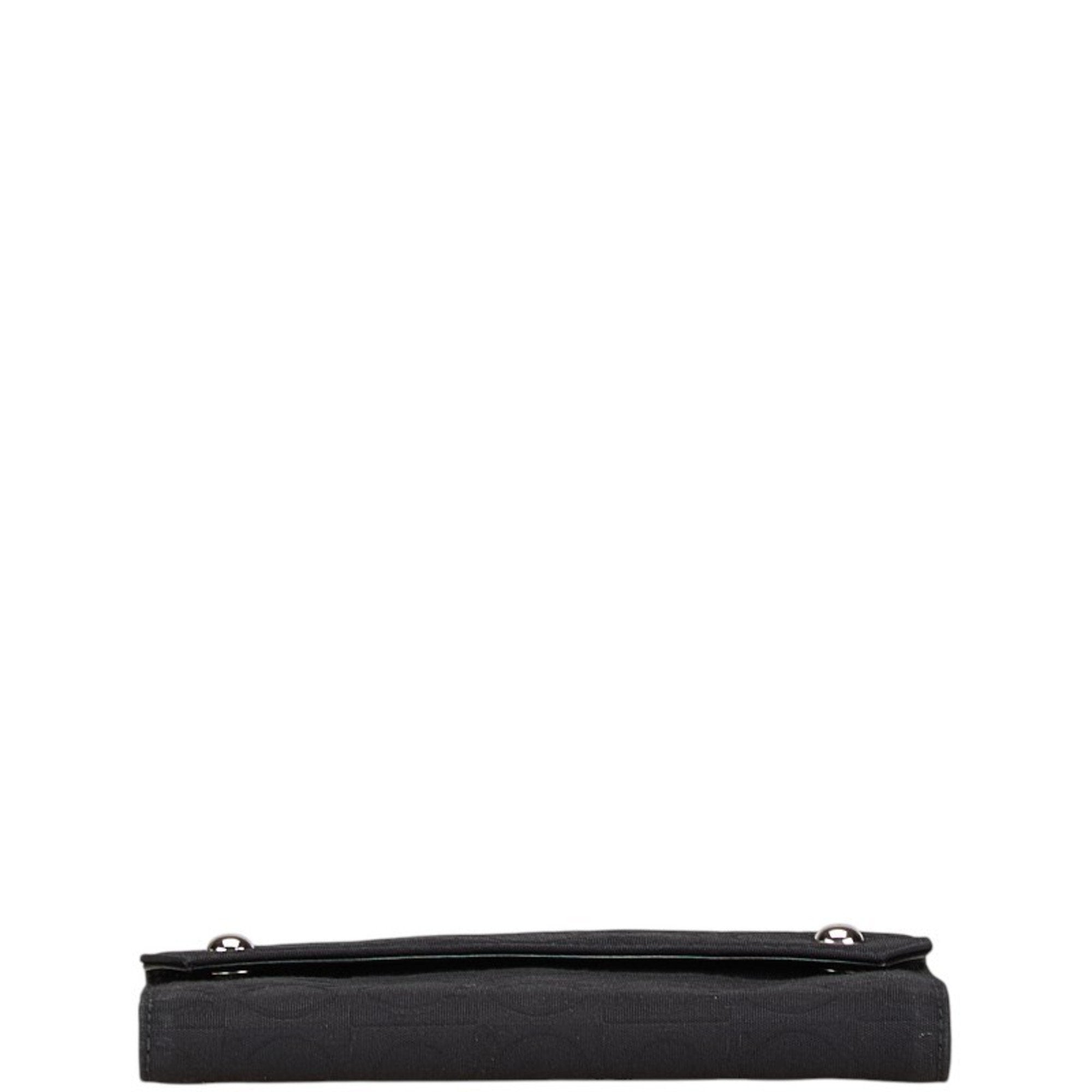 Salvatore Ferragamo Black Canvas Leather Long Wallet (Bi-Fold) (Pre-Owned)
