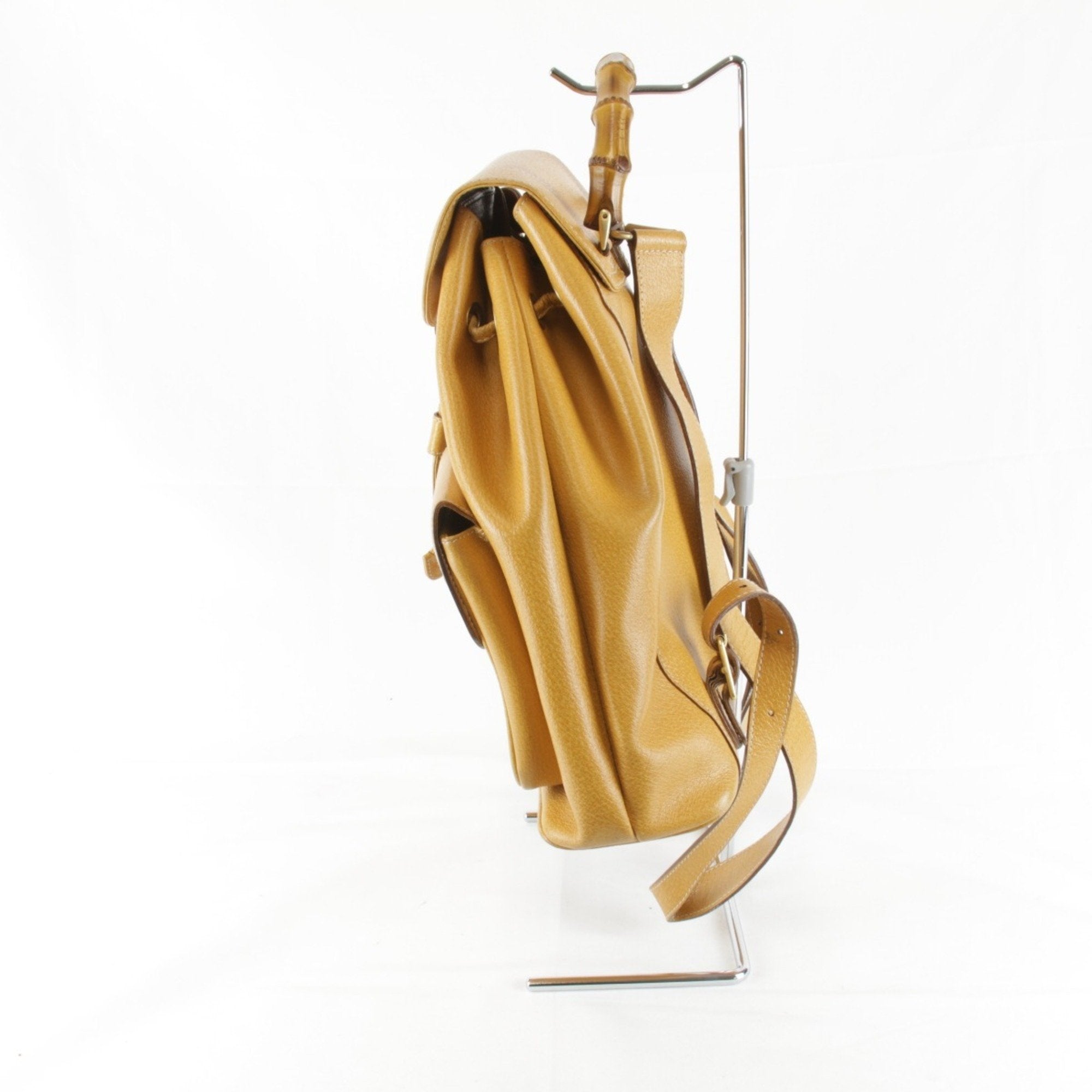 Gucci Black Leather Bamboo Backpack (Pre-Owned)
