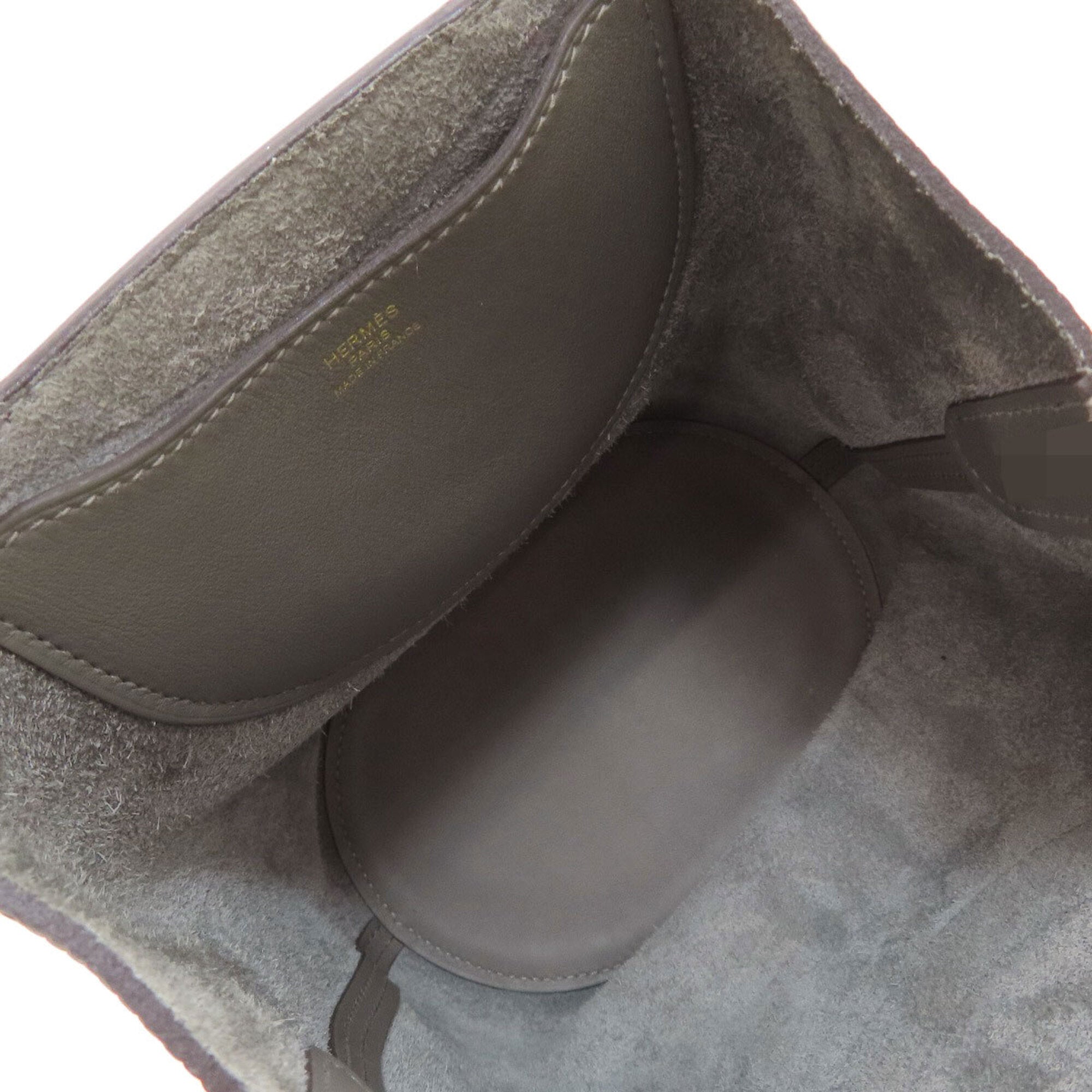 Hermes Gray Taurillon Clemence Leather Handbag (Pre-Owned)