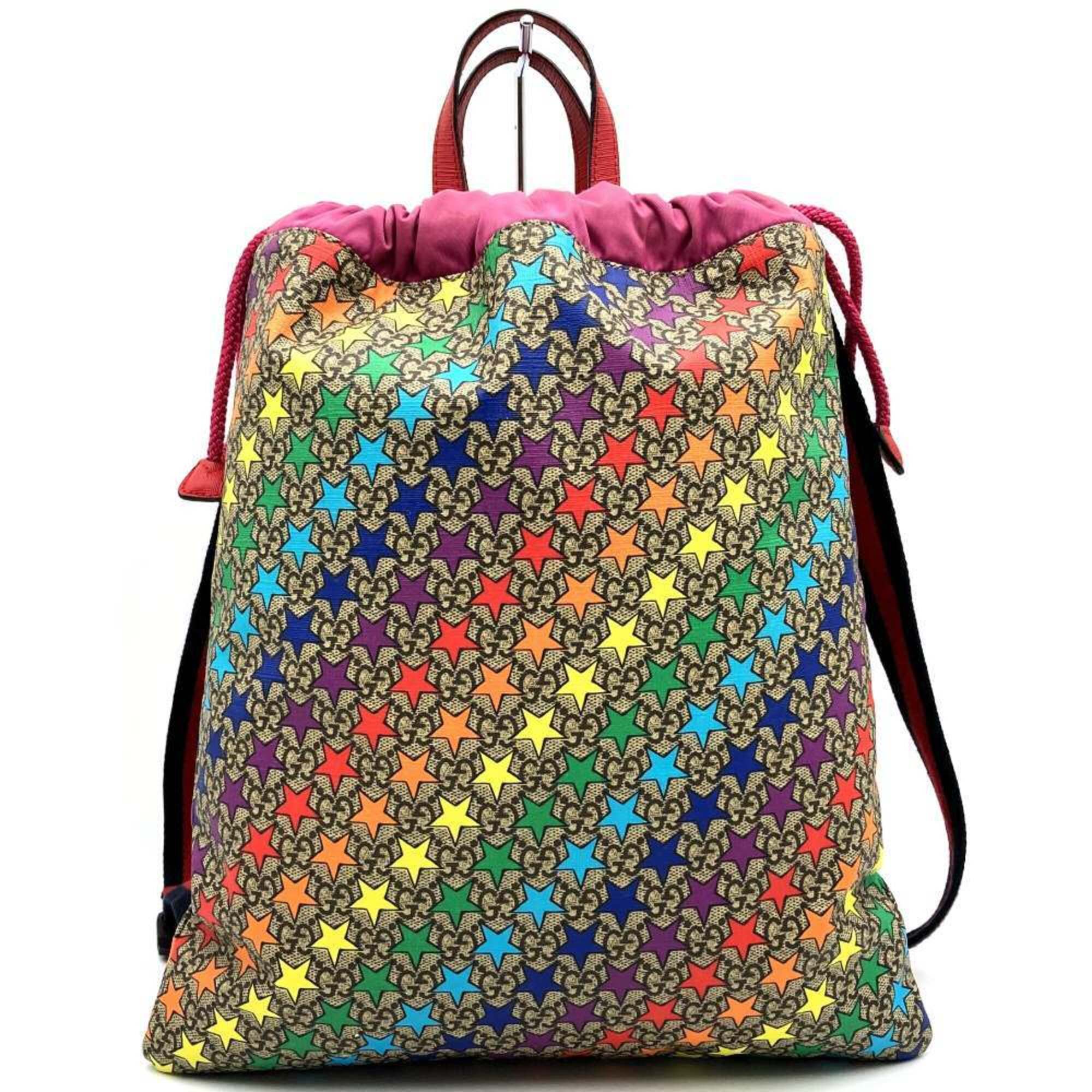 Gucci Multi-Color Pink Red Gg Supreme Backpack (Pre-Owned)