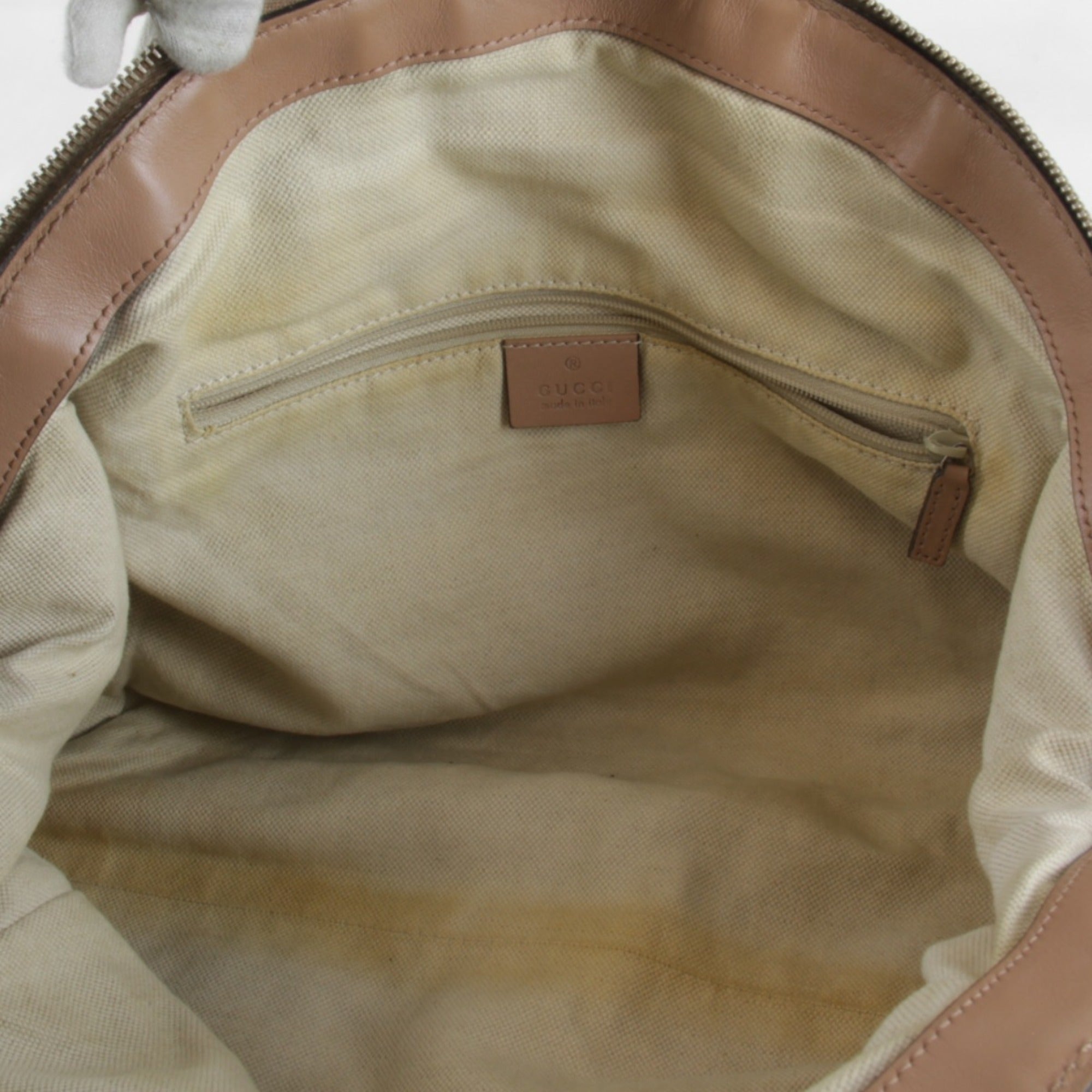 Gucci Beige Black Yellow Canvas Handbag (Pre-Owned)