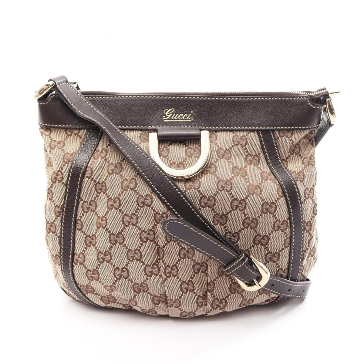 Gucci Beige Brown Canvas Leather Handbag Shoulder Bag (Pre-Owned)