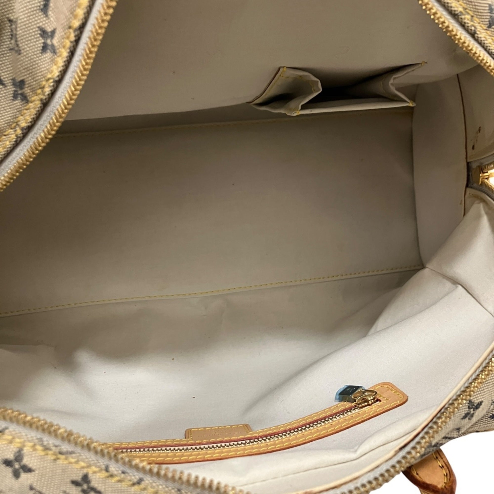 Louis Vuitton Beige Blue Gray Cotton Handbag (Pre-Owned)