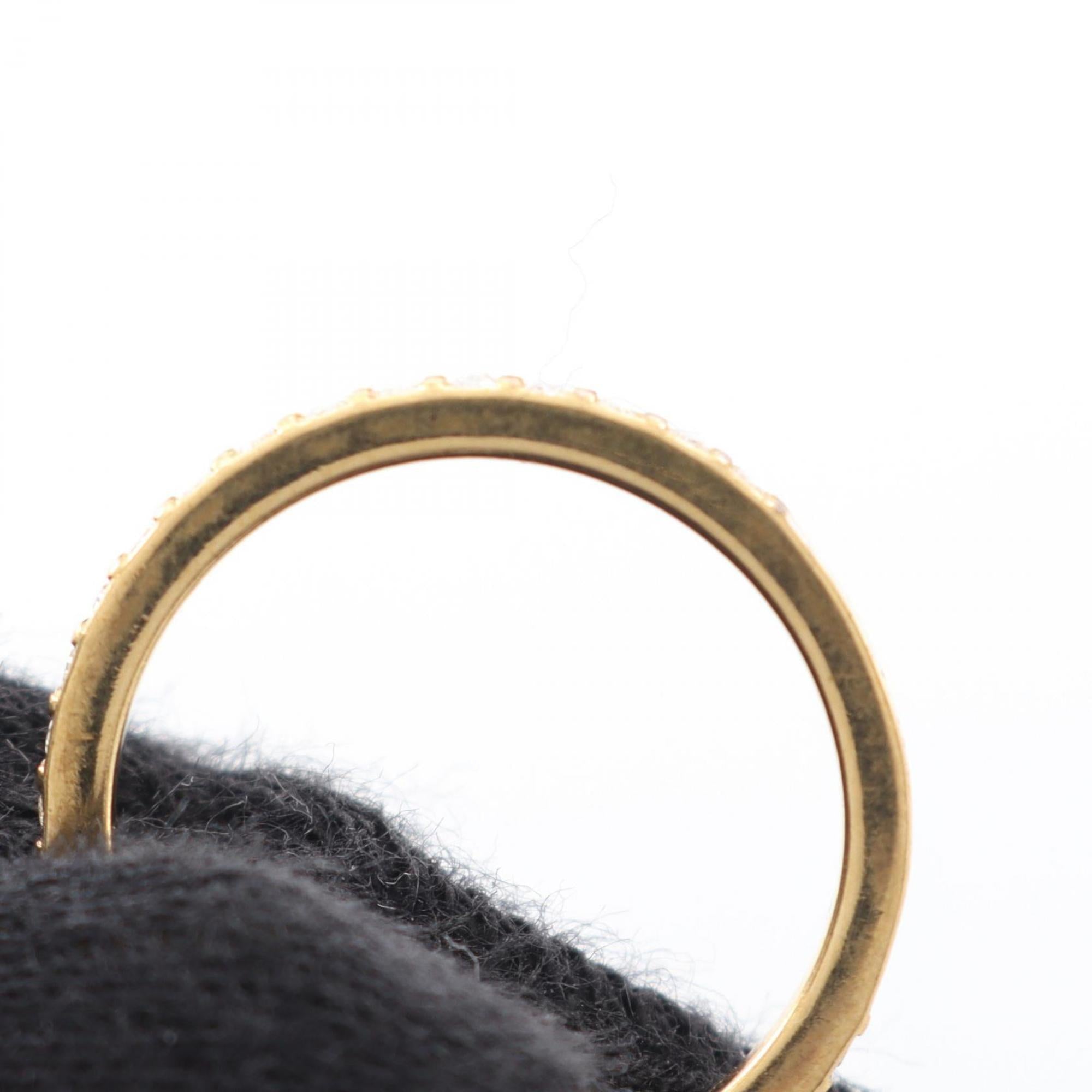 Christian Dior Gold Clear Gold Plating Rhinestone Band Ring (Pre-Owned)