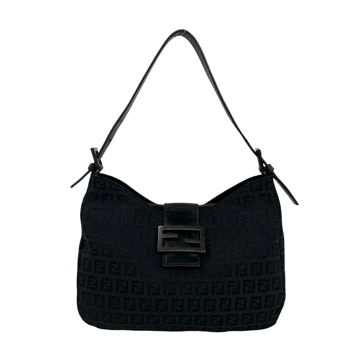 Fendi Black Canvas Leather Shoulder Bag (Pre-Owned)