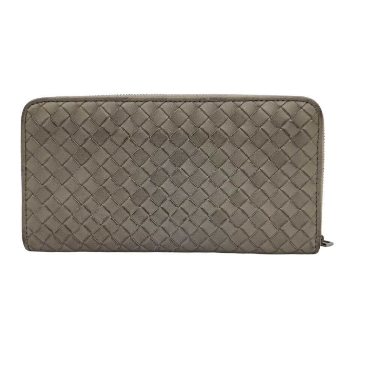 Bottega Veneta Gray Leather Long Wallet (Bi-Fold) (Pre-Owned)