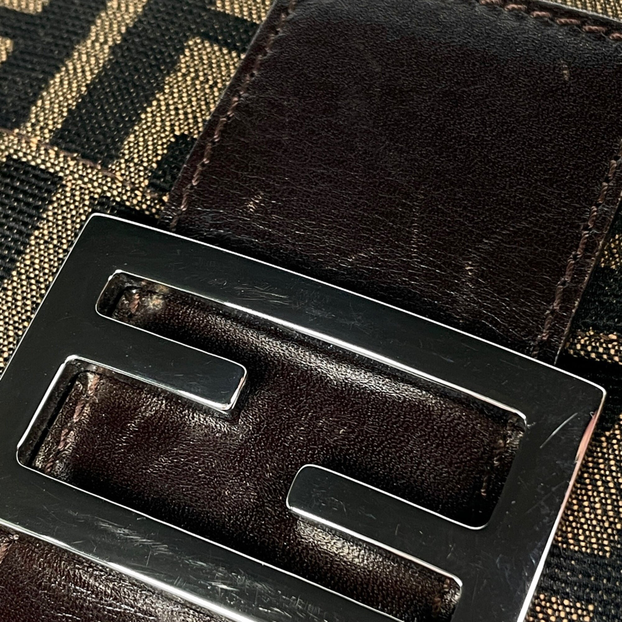 Fendi Brown Zucca Handbag Shoulder Bag (Pre-Owned)