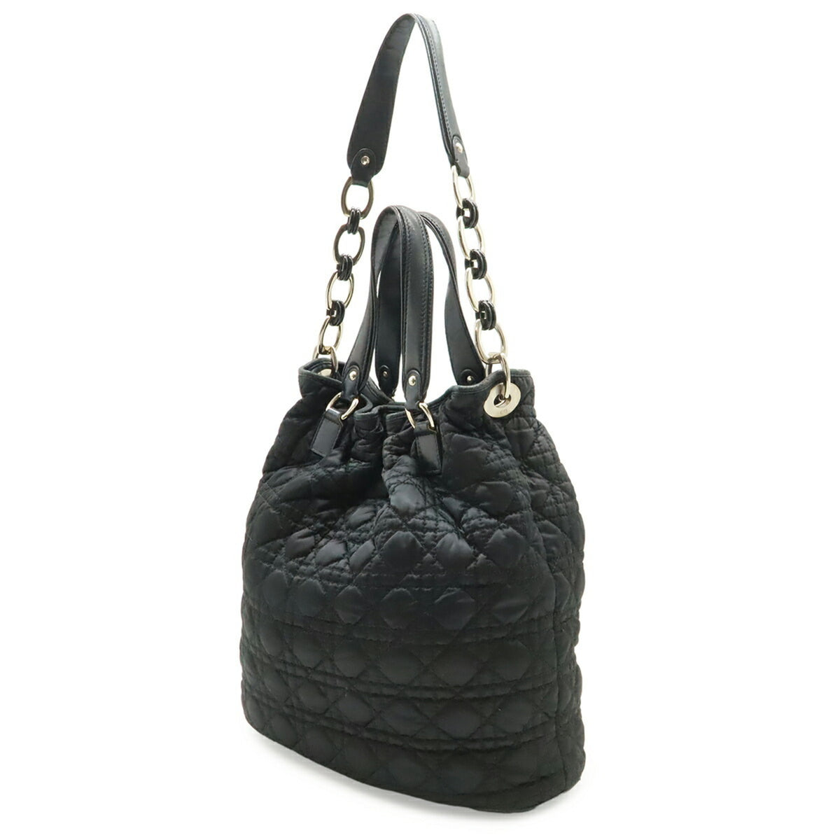 Christian Dior Black Nylon Leather Shoulder Bag Tote Bag (Pre-Owned)