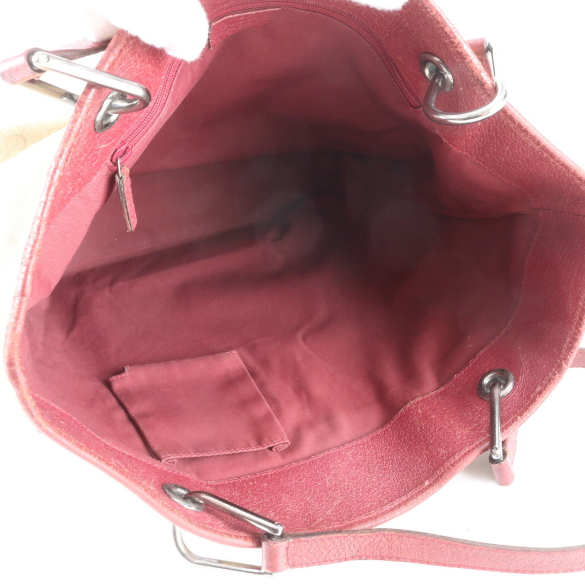 Gucci Gg Canvas Brown Red Color Gg Canvas Handbag Tote Bag (Pre-Owned)