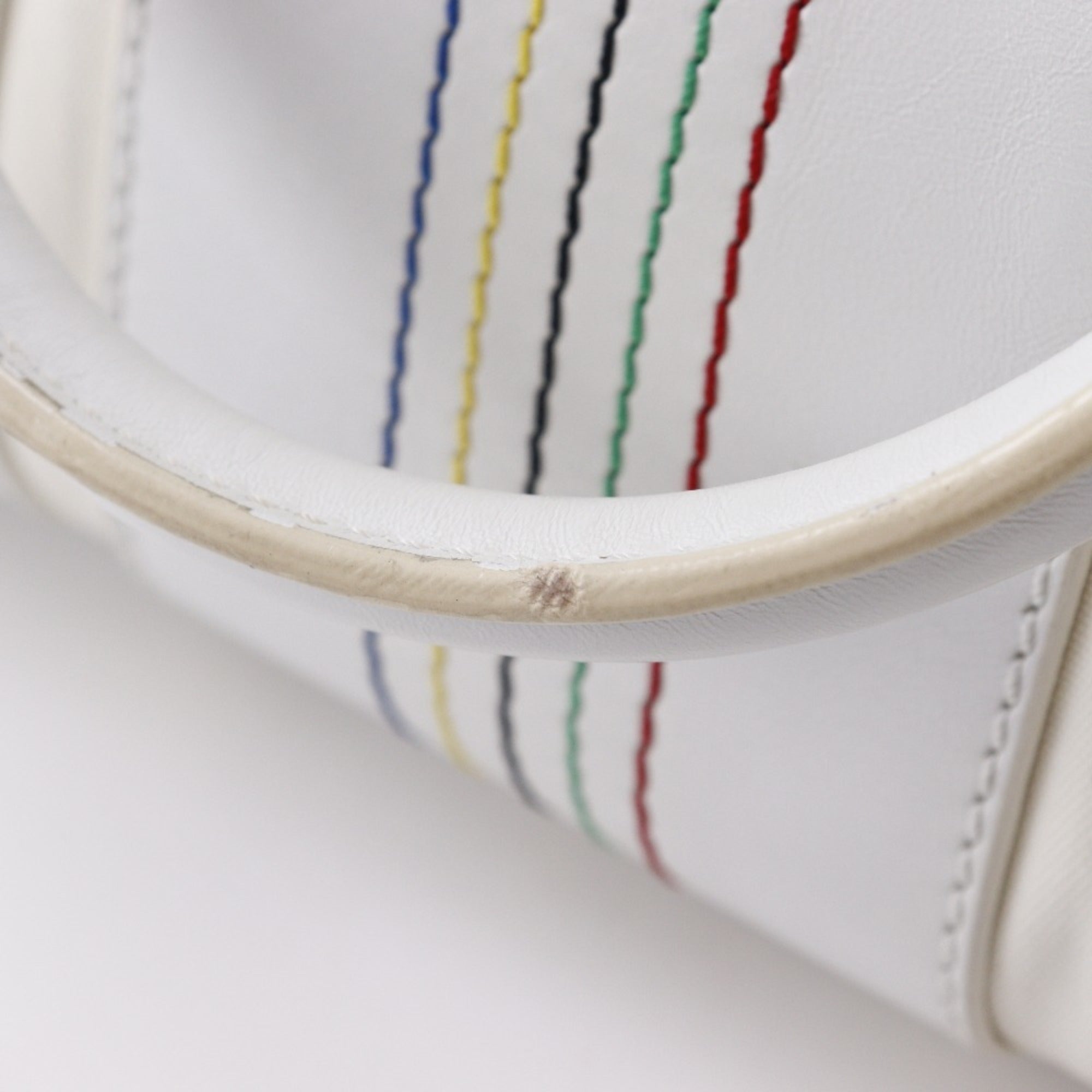 Celine White Nylon Canvas Leather Boston Bag Handbag (Pre-Owned)