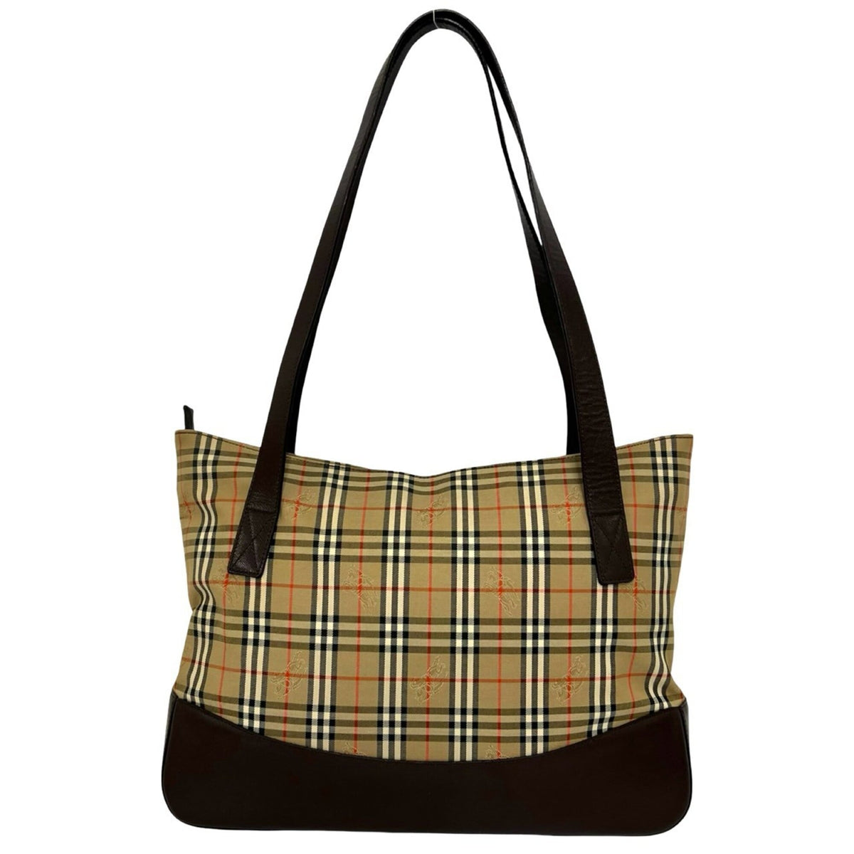 Burberry Beige Brown Canvas Leather Handbag Tote Bag (Pre-Owned)