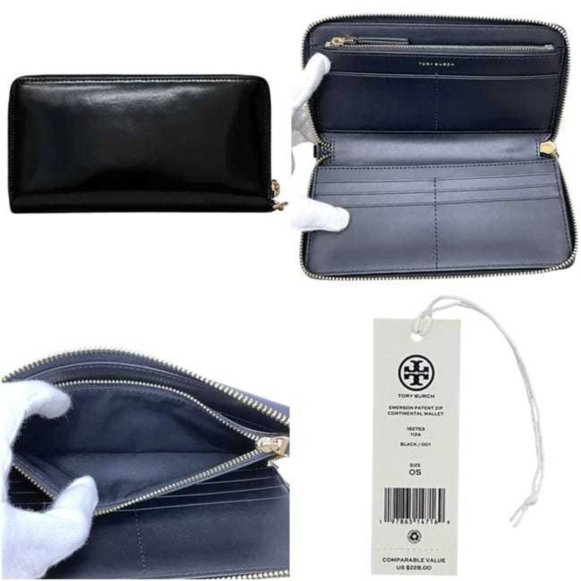 Tory Burch Black Leather Long Wallet (Bi-Fold) (Pre-Owned)