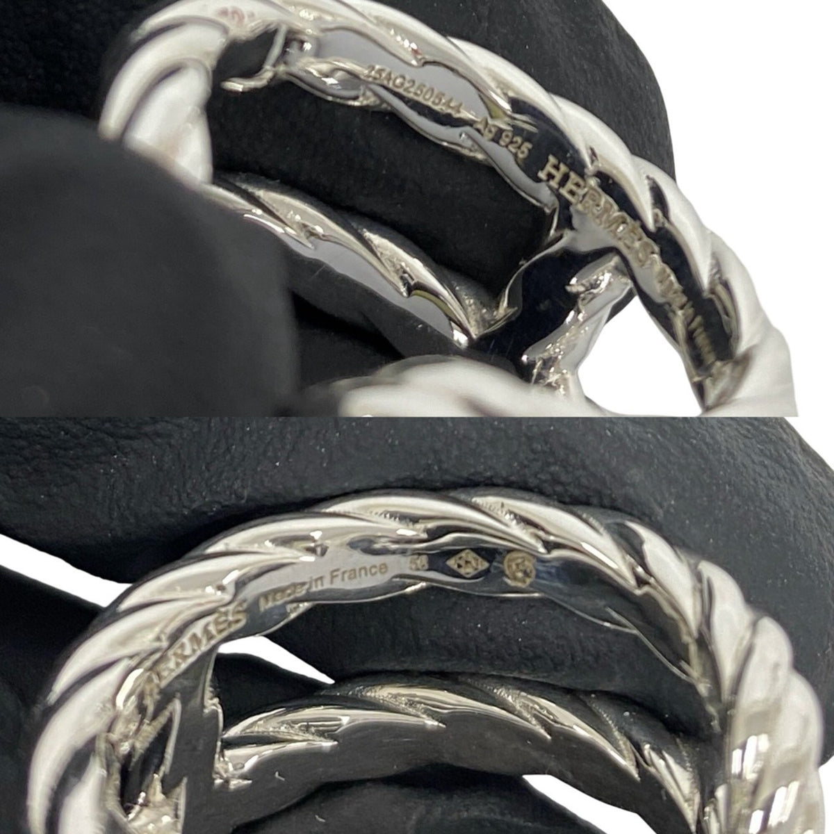 Hermes Silver Silver 925 Band Ring (Pre-Owned)