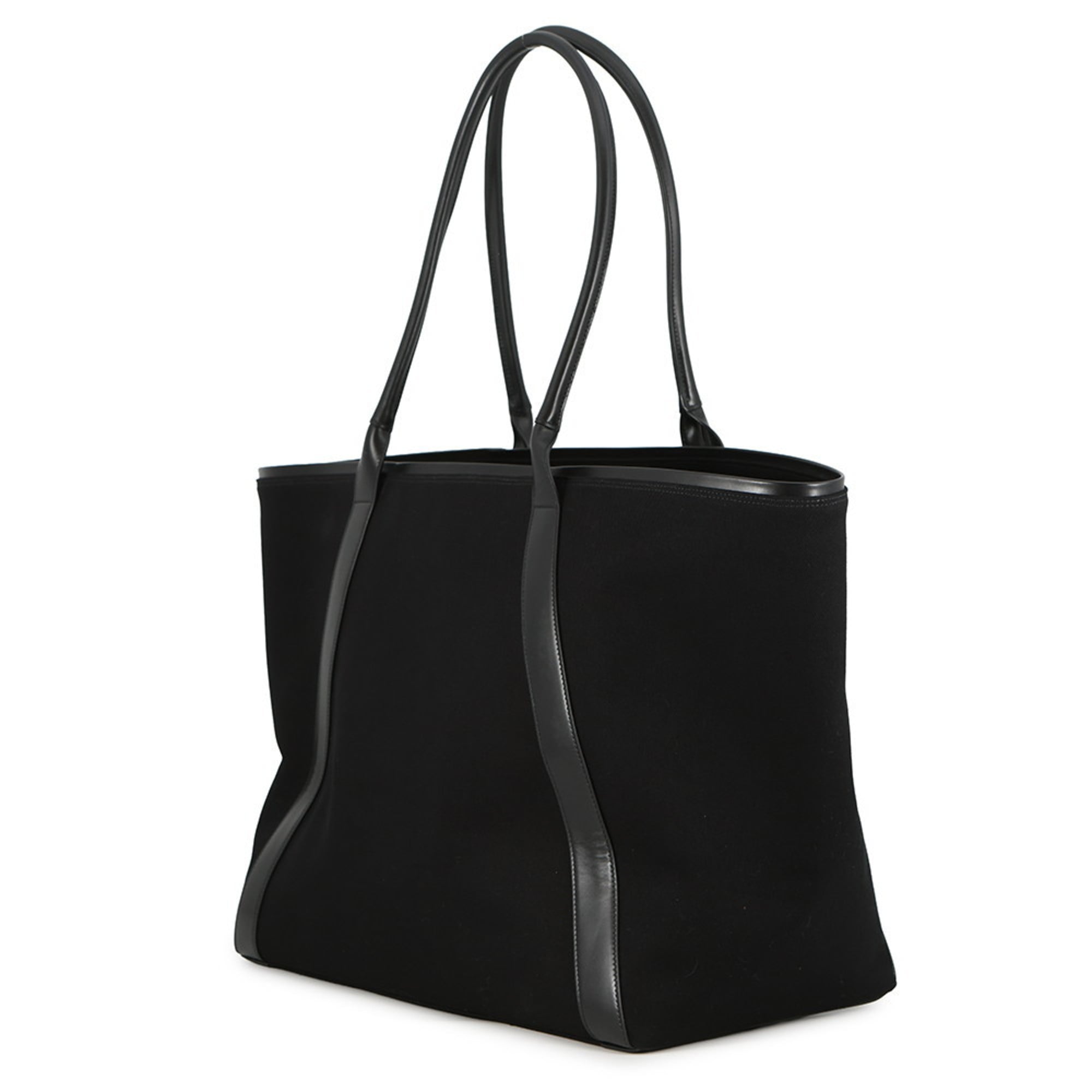 Yves Saint Laurent Black Canvas Leather Handbag Tote Bag (Pre-Owned)