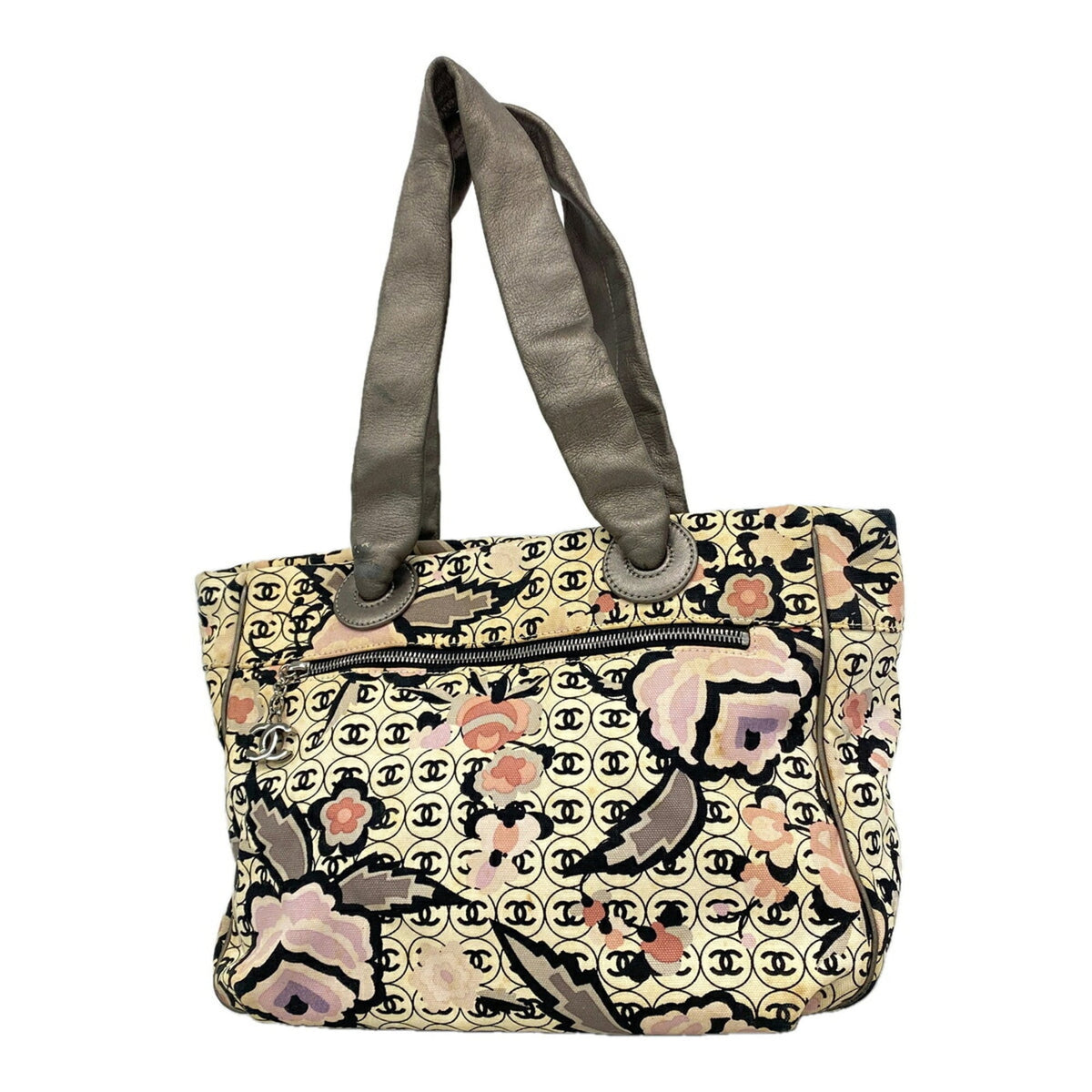 Chanel Gray Multi-Color Canvas Tote Bag (Pre-Owned)