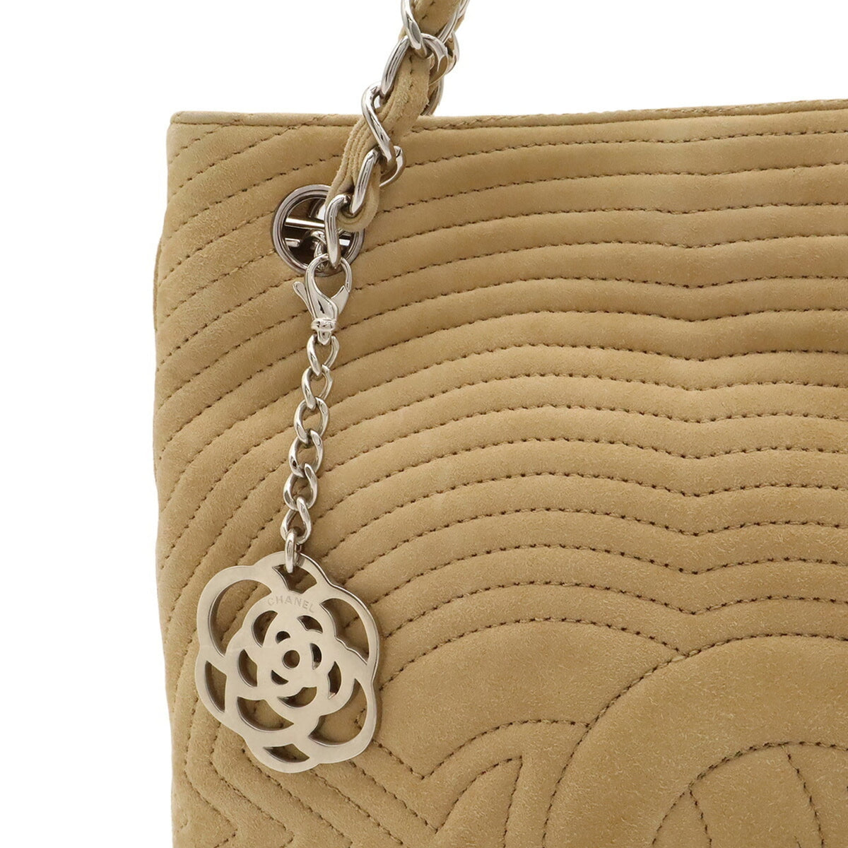 Chanel Beige Suede Shoulder Bag Tote Bag (Pre-Owned)