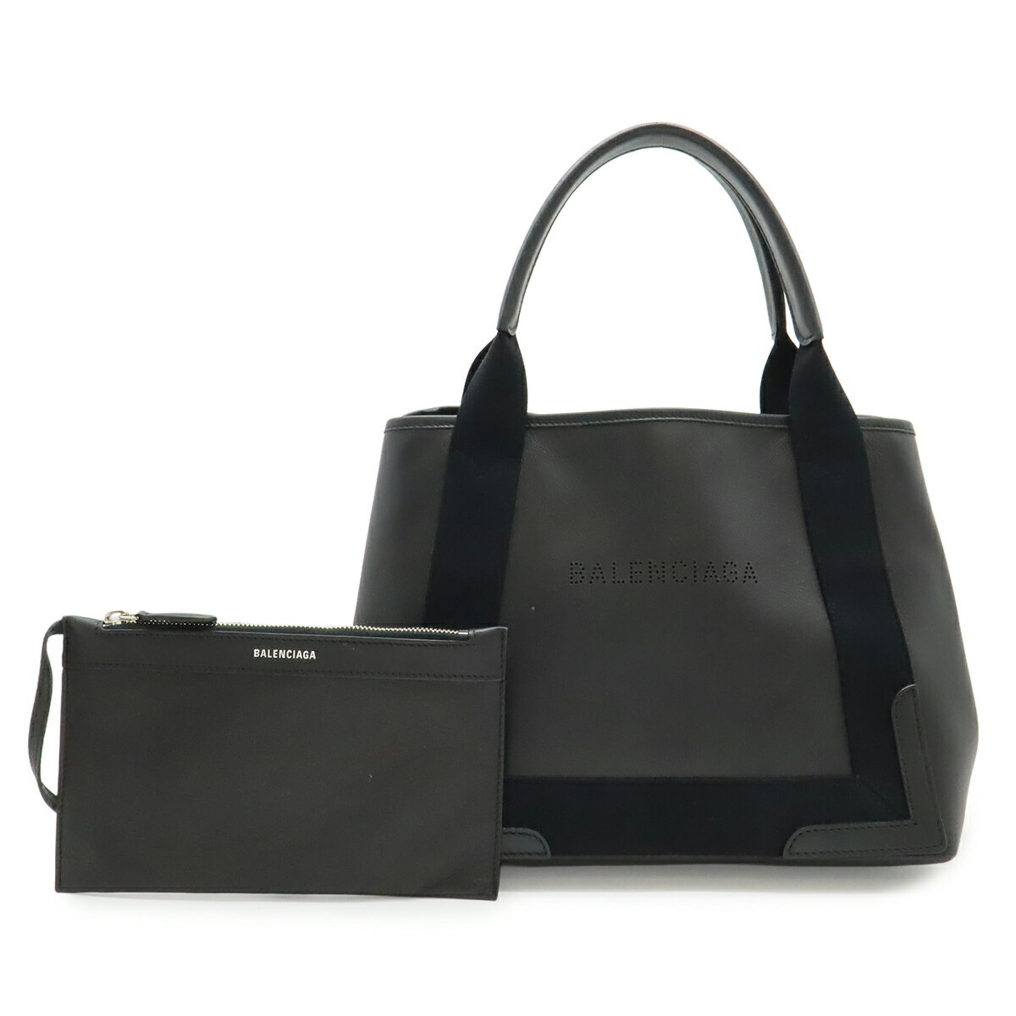 Balenciaga Black Leather Handbag Pouch Tote Bag (Pre-Owned)