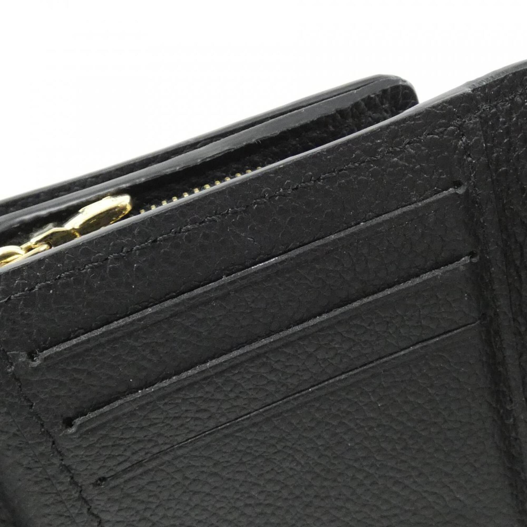 Louis Vuitton Black Leather Wallet (Tri-Fold) (Pre-Owned)
