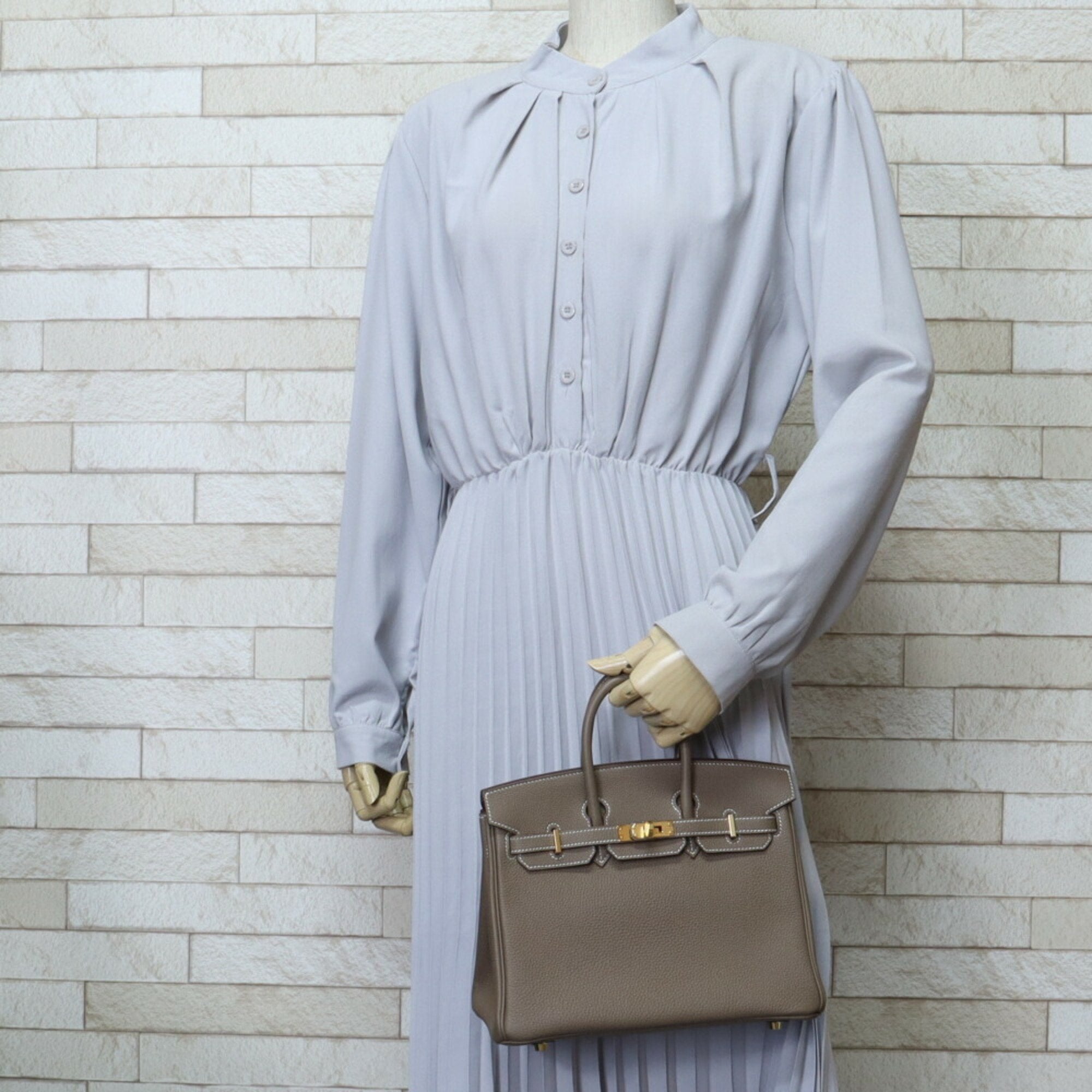 Hermes Beige Etoupe Gray Togo Leather Handbag (Pre-Owned)