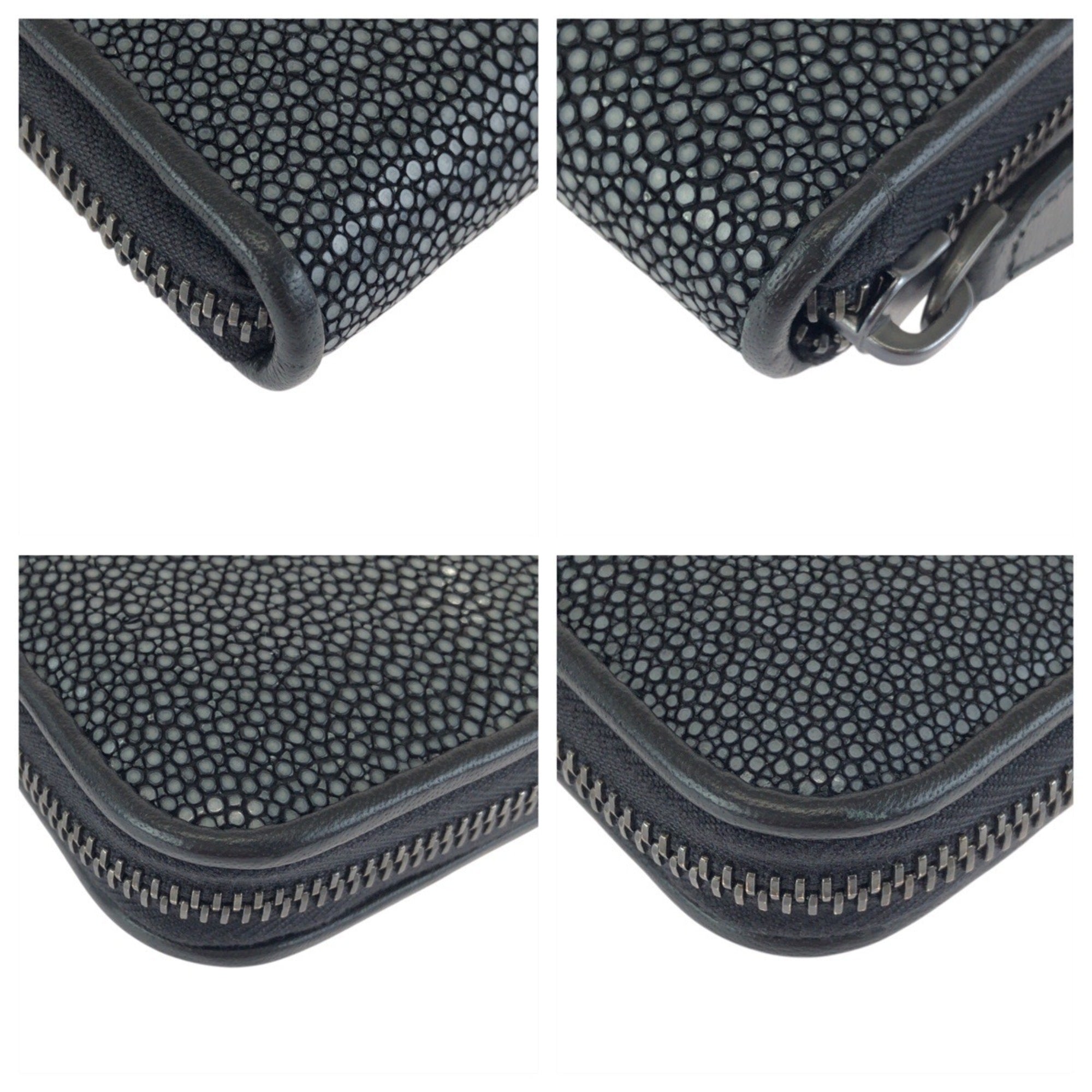 Bottega Veneta Black Gray Leather Long Wallet (Bi-Fold) (Pre-Owned)