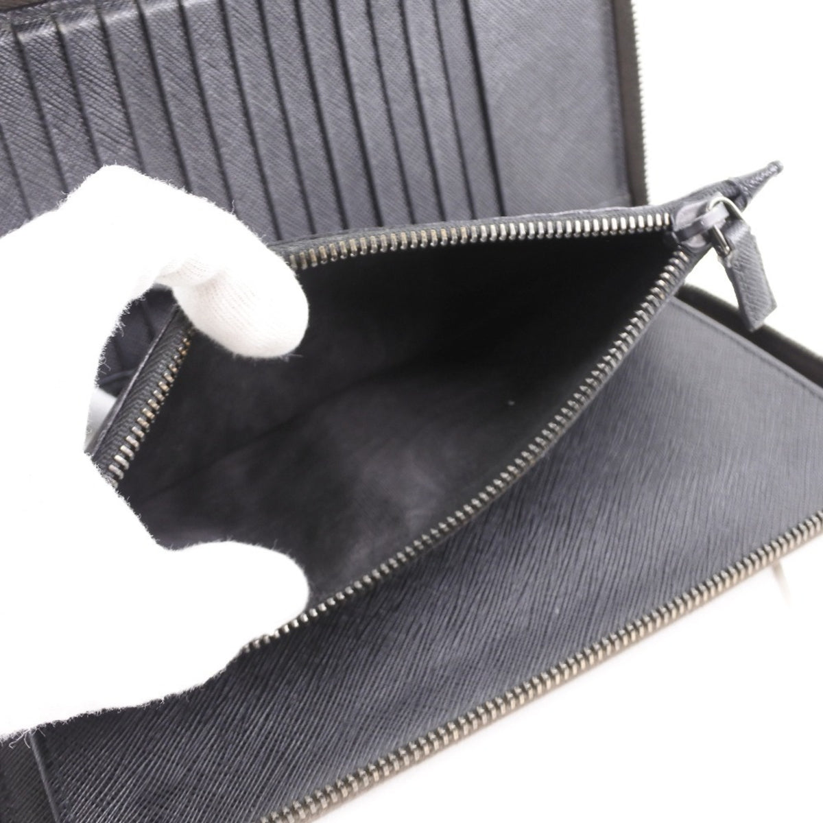 Prada Saffiano Caffe Dark Brown Nero Saffiano Long Wallet (Bi-Fold) (Pre-Owned)