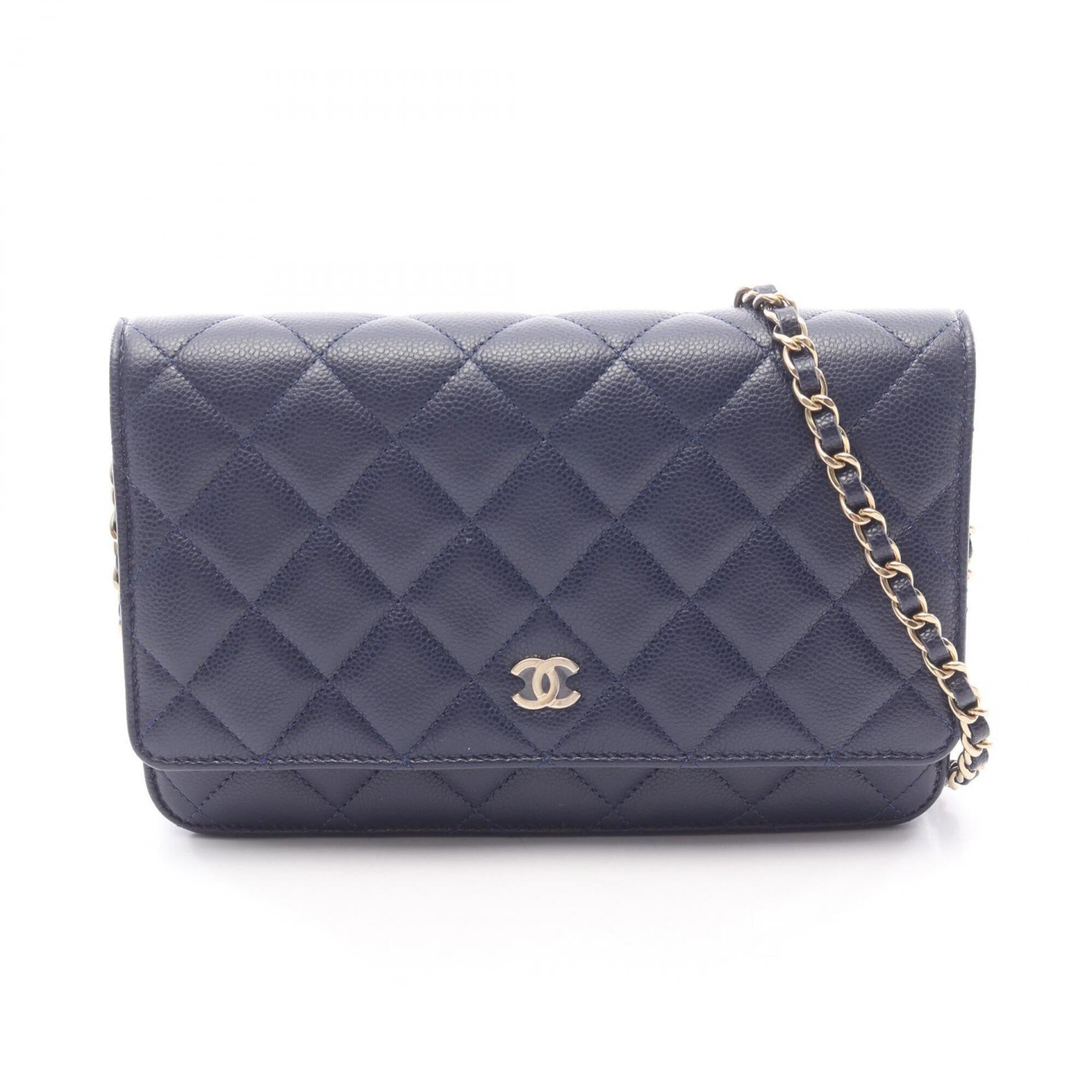 Chanel Navy Grained Calfskin Handbag Shoulder Bag (Pre-Owned)