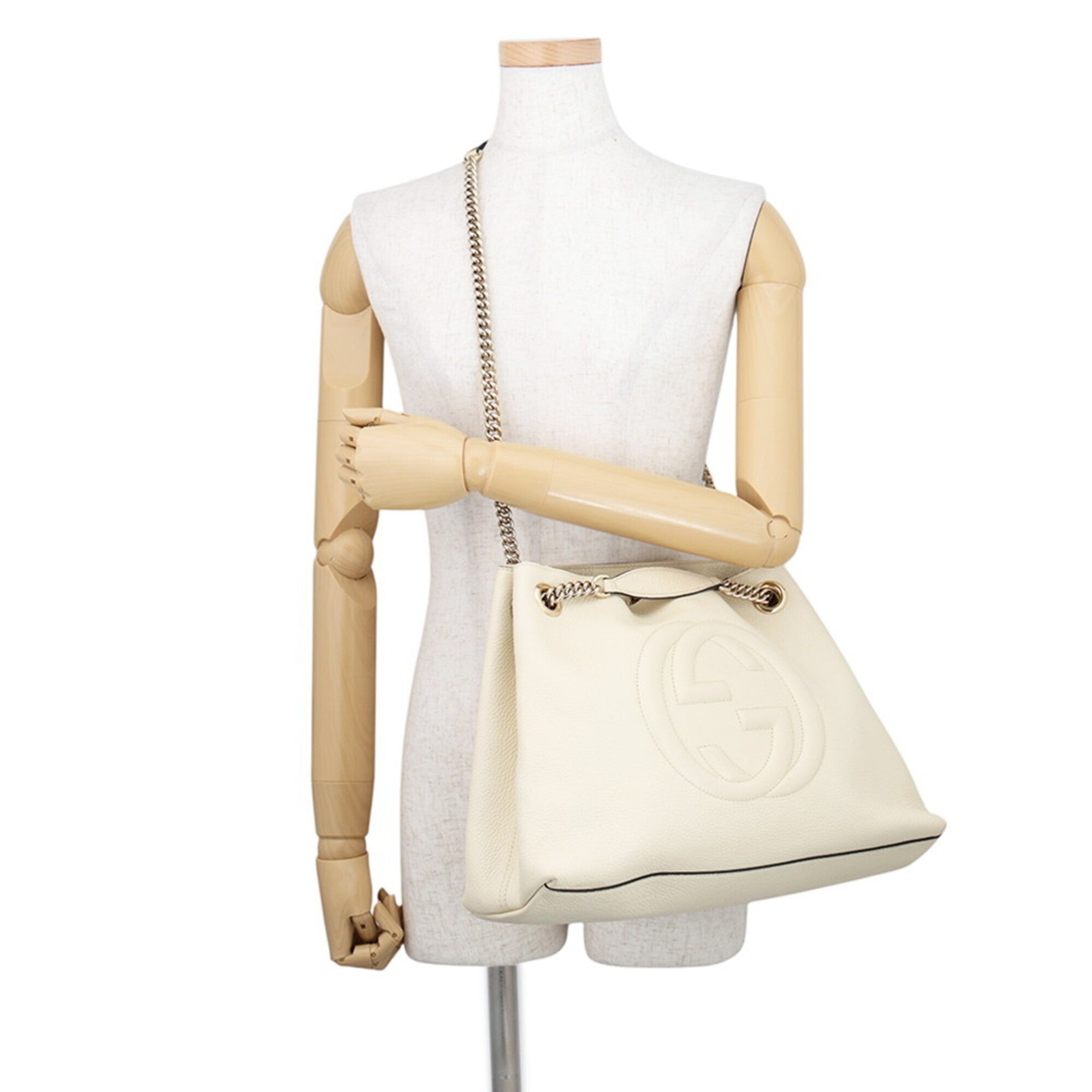 Gucci Ivory Leather Handbag Tote Bag (Pre-Owned)