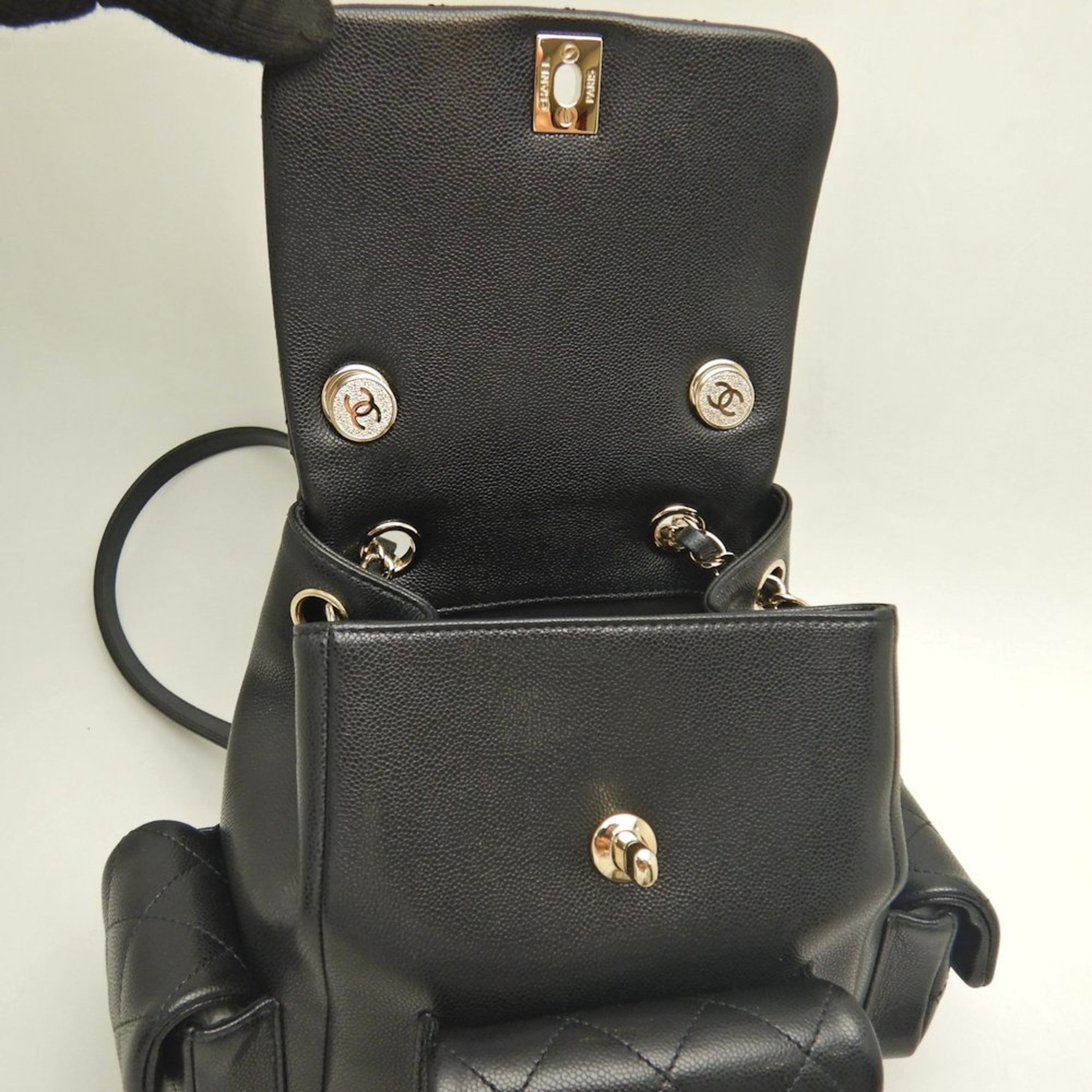 Chanel Black Grained Calfskin Backpack (Pre-Owned)