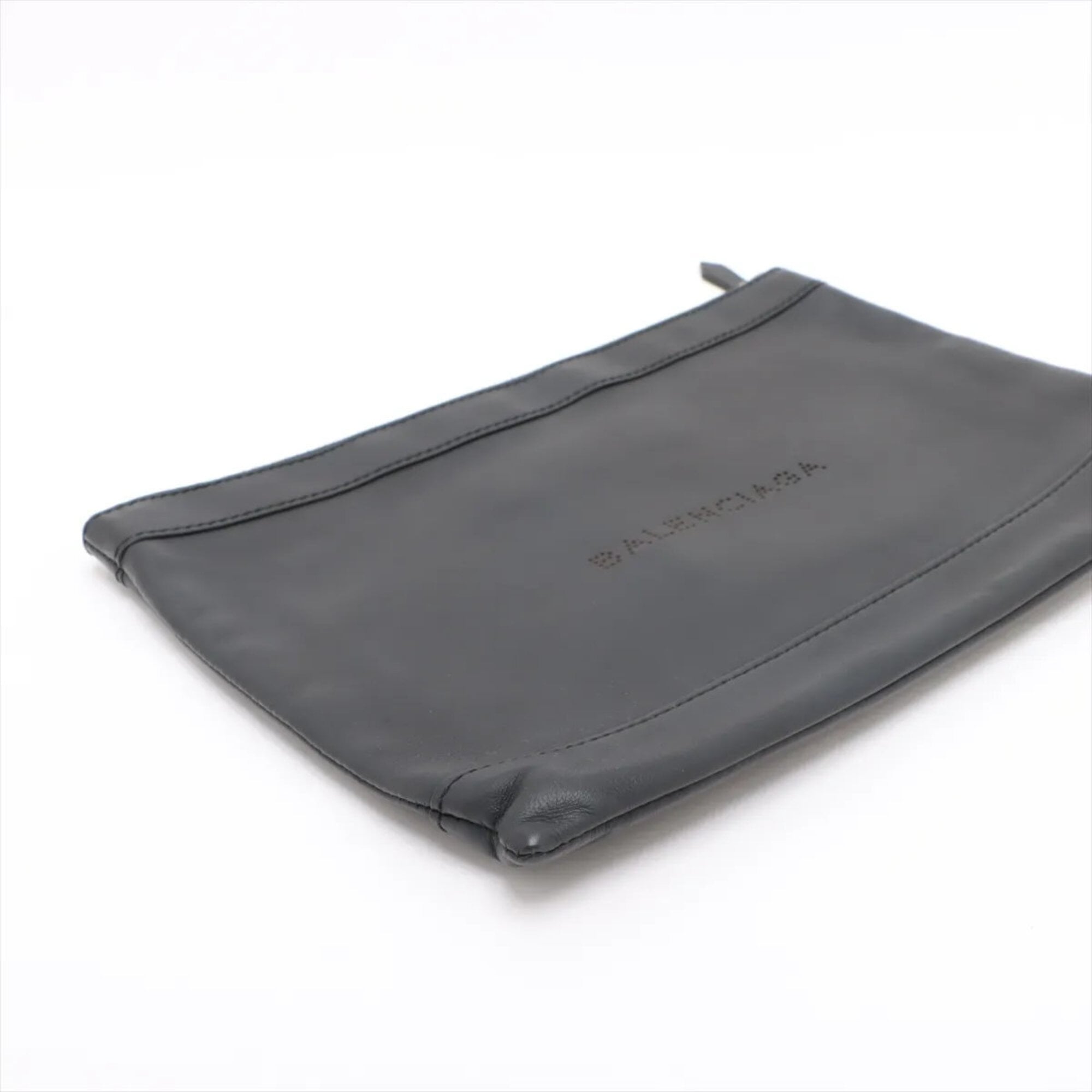 Balenciaga Black Leather Clutch Bag Pouch (Pre-Owned)