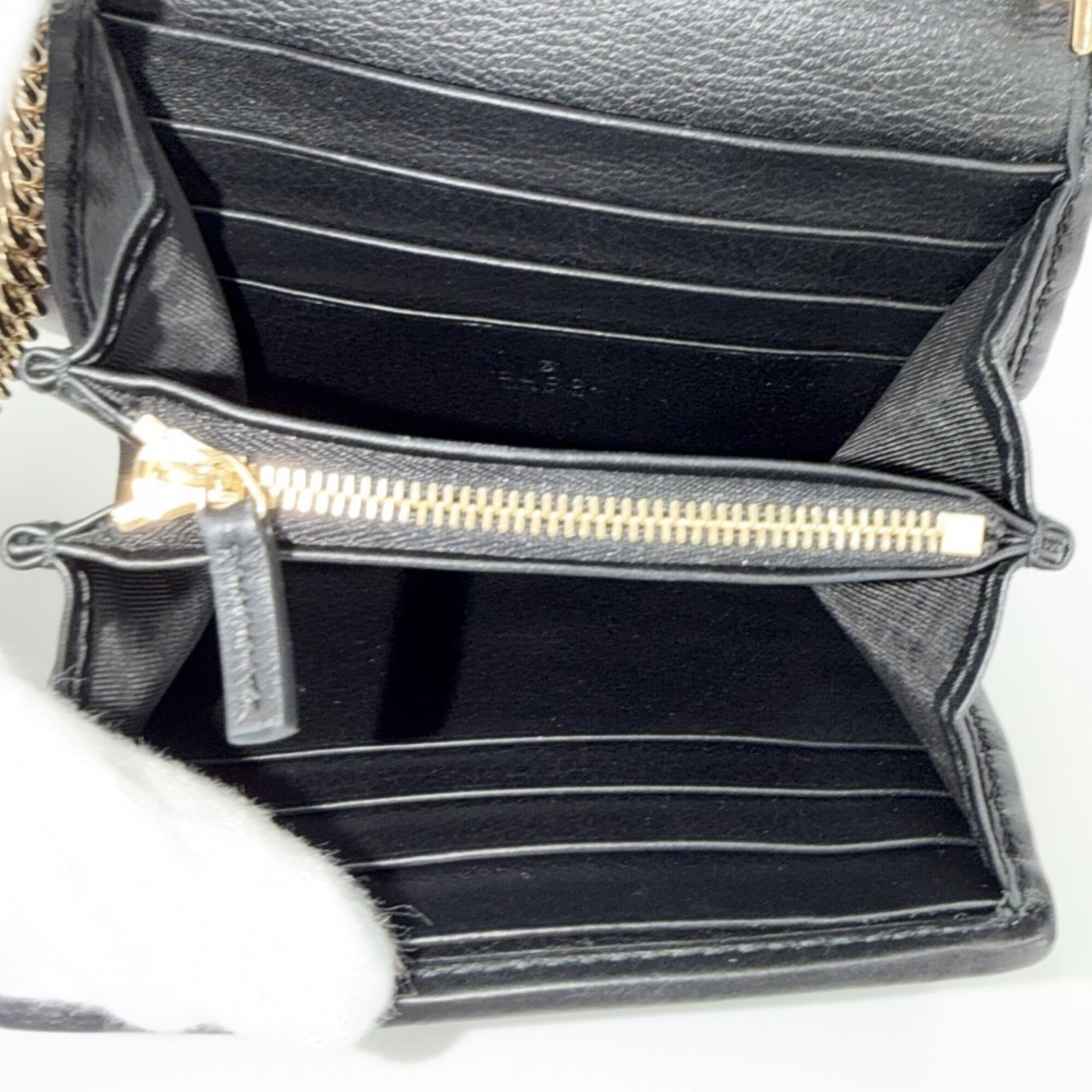 Gucci Black Leather Chain/Shoulder Wallet (Pre-Owned)