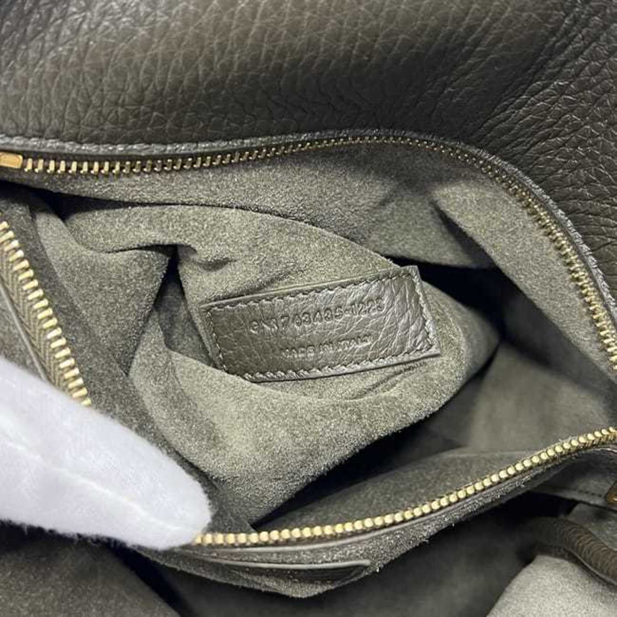 Saint Laurent Green Khaki Leather Tote Bag (Pre-Owned)