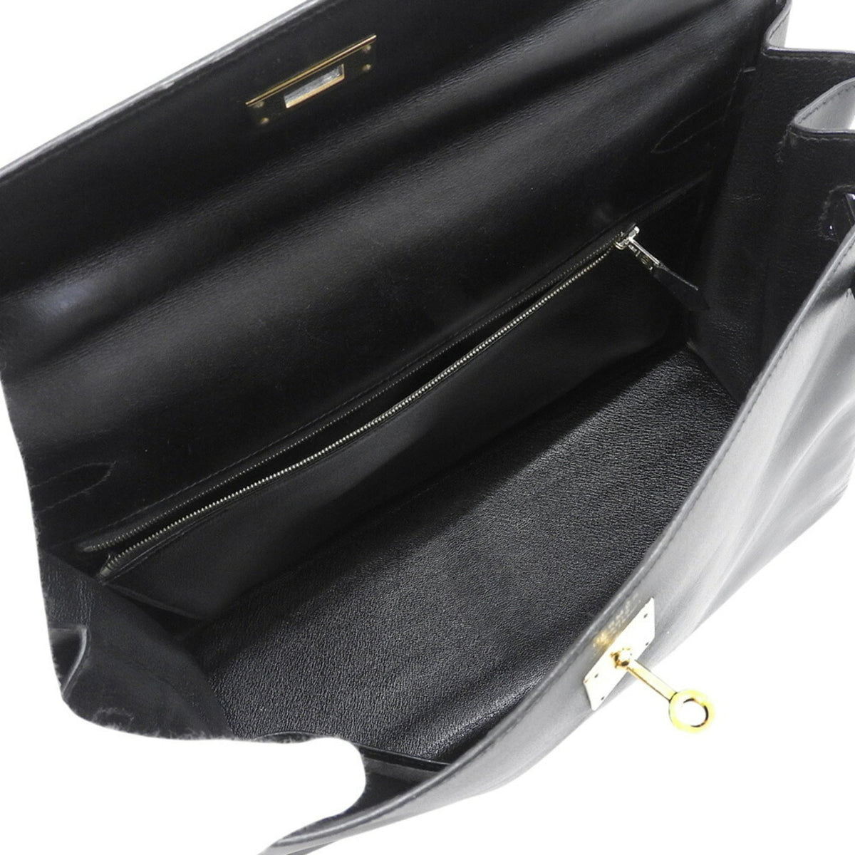 Hermes Black Box Calf Leather Handbag (Pre-Owned)