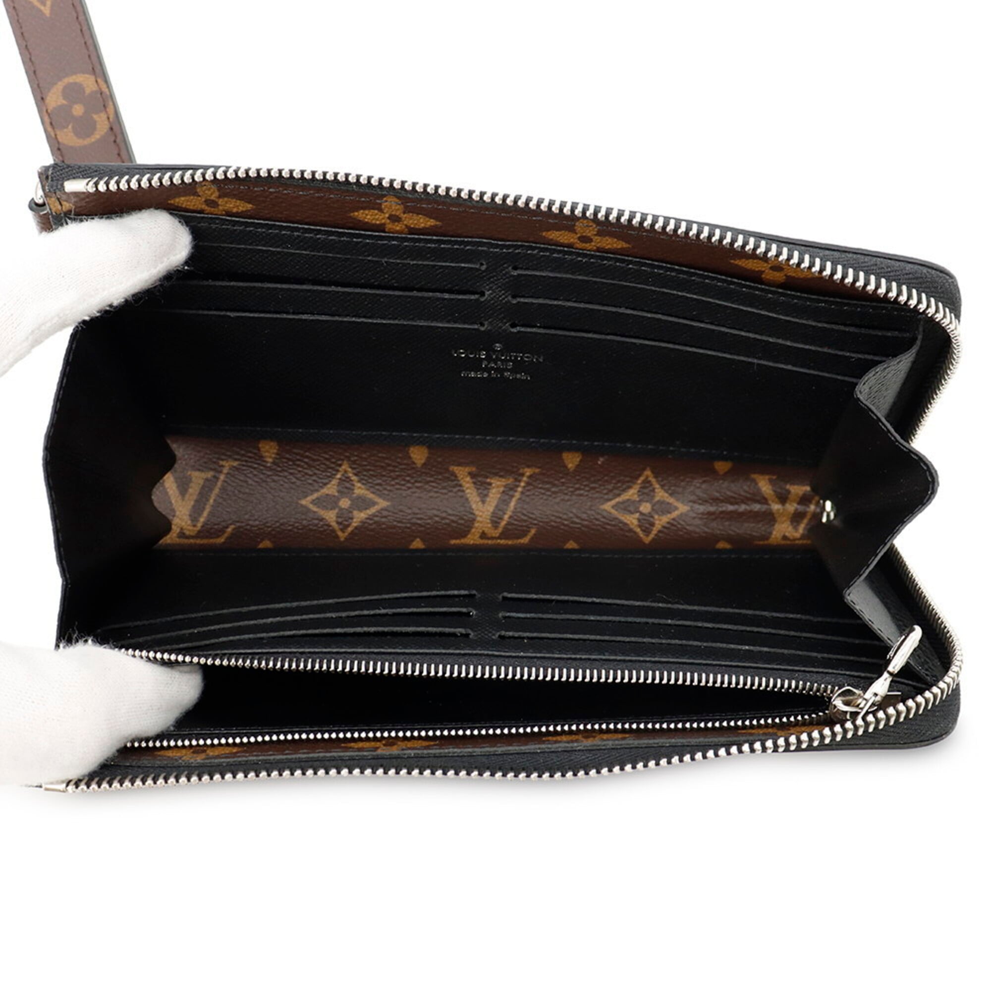 Louis Vuitton Monogram Macassar Black Noir Long Wallet (Bi-Fold) (Pre-Owned)