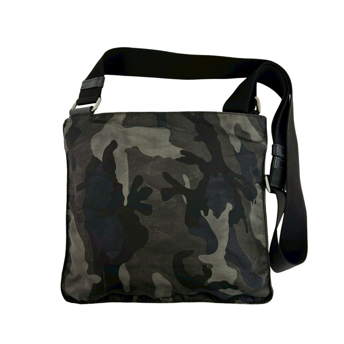 Prada Black Khaki Nylon Leather Shoulder Bag (Pre-Owned)