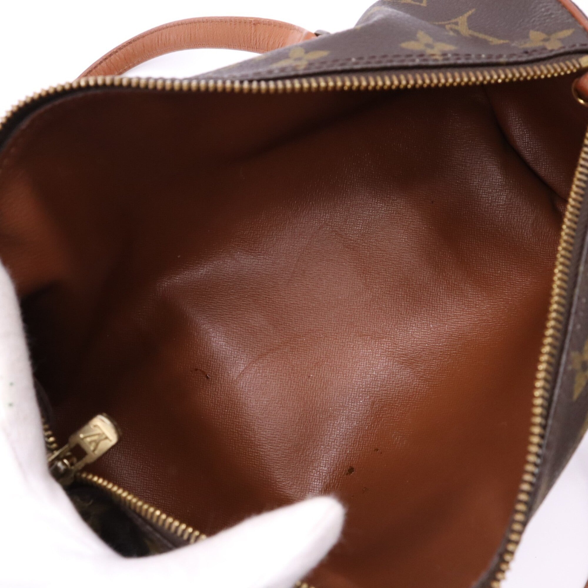 Louis Vuitton Monogram Beige Brown Coated Canvas Leather Handbag (Pre-Owned)