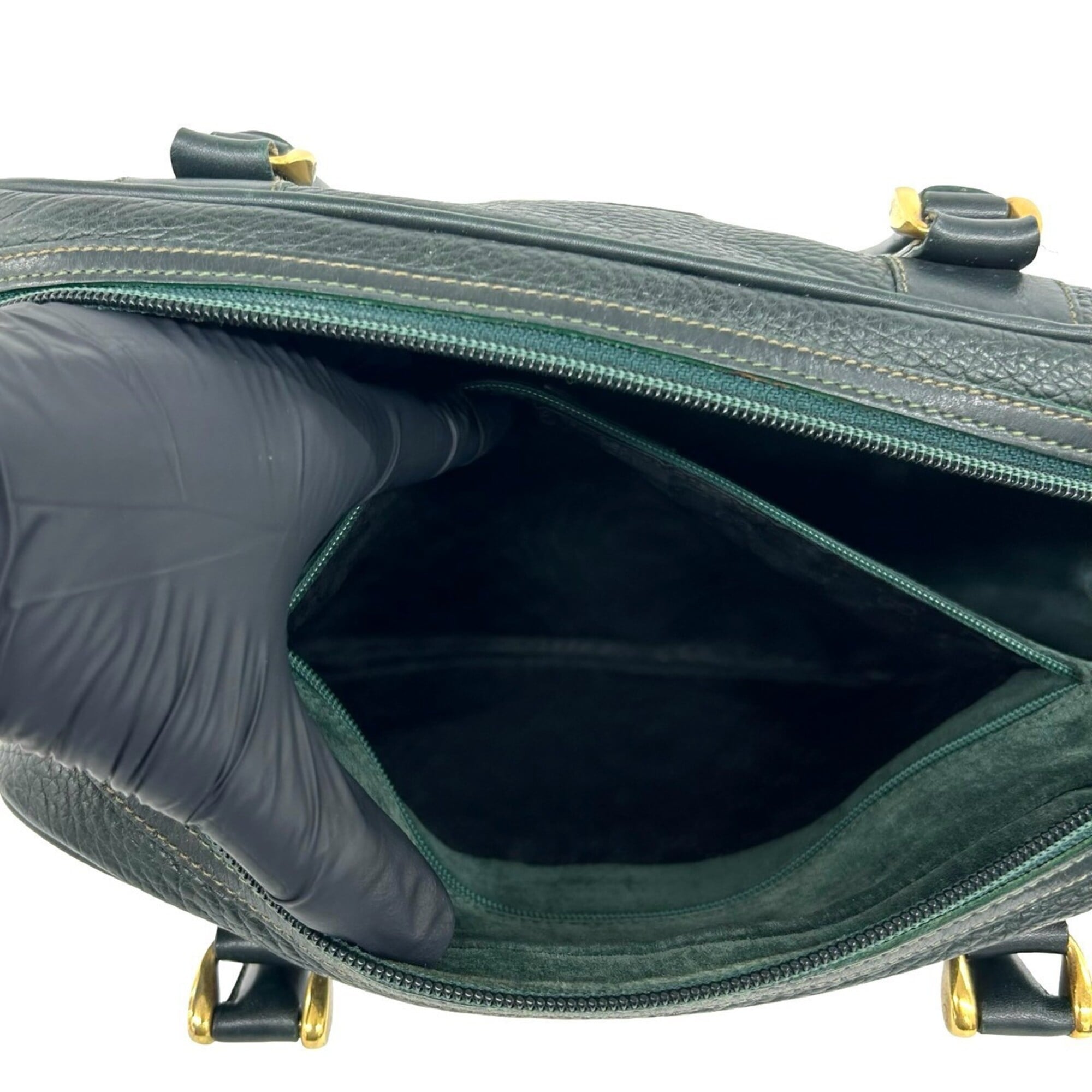 Gucci Green Leather Boston Bag Handbag (Pre-Owned)