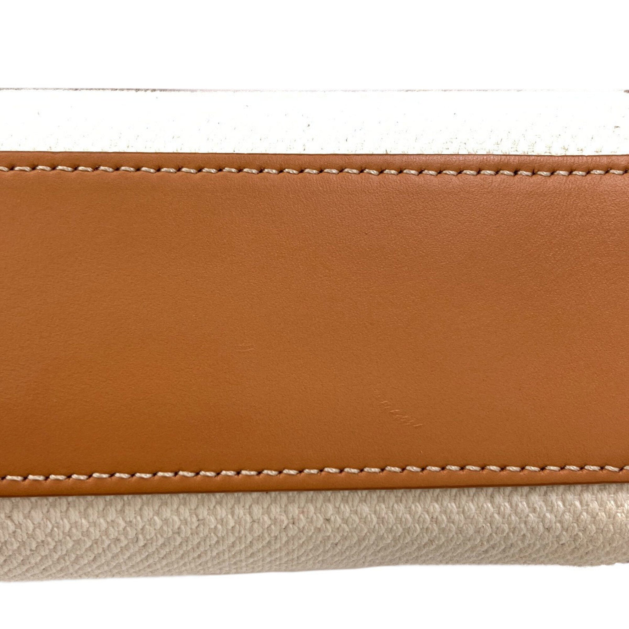 Celine Brown White Canvas Handbag (Pre-Owned)