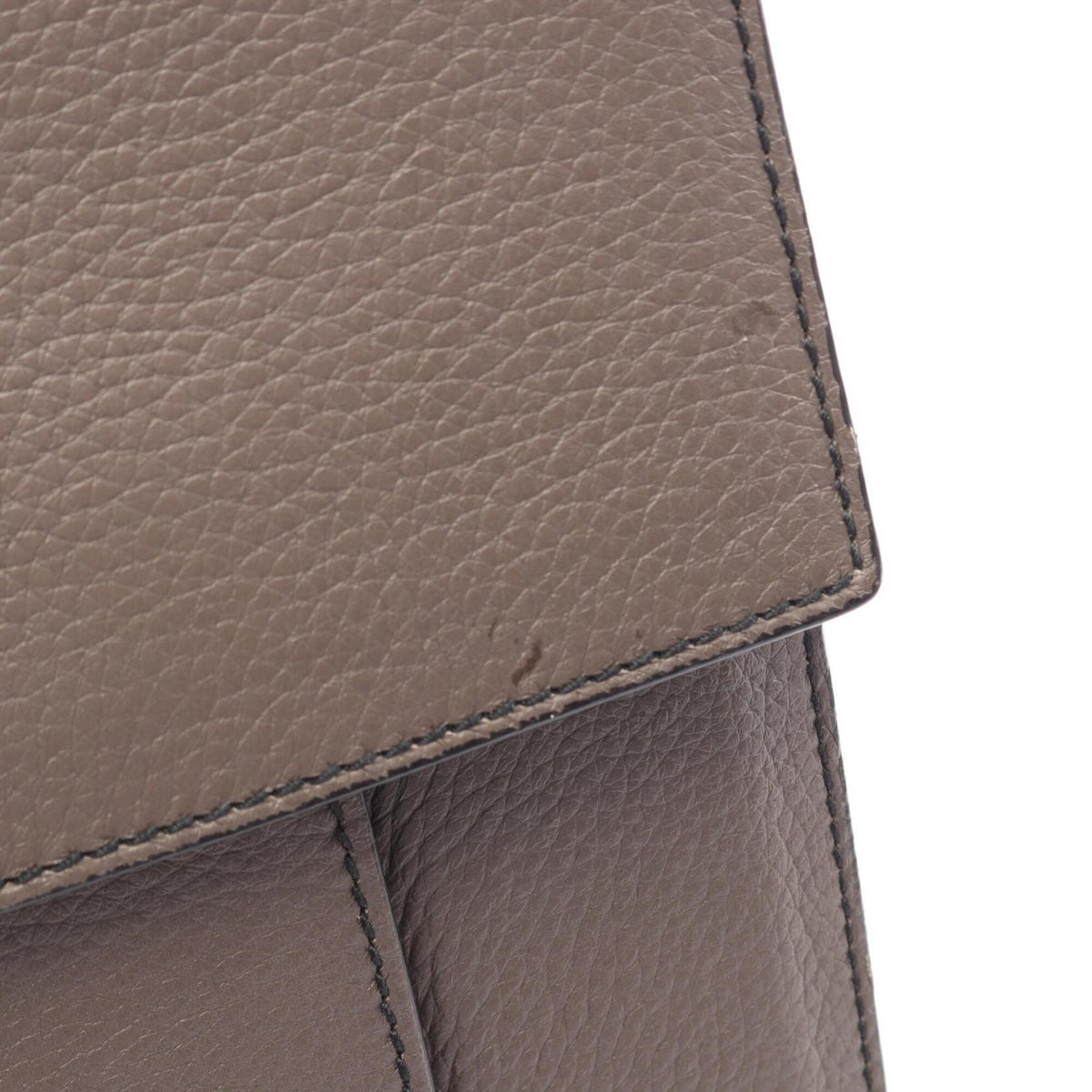 Bottega Veneta Gray Leather Briefcase Handbag (Pre-Owned)