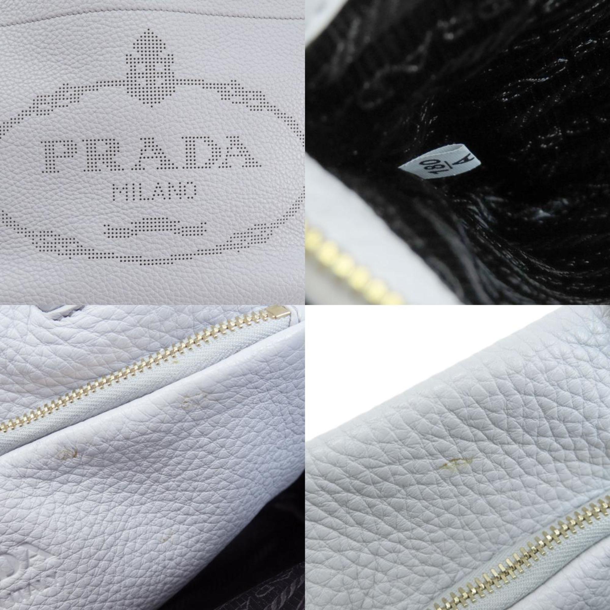 Prada Gray Leather Handbag (Pre-Owned)