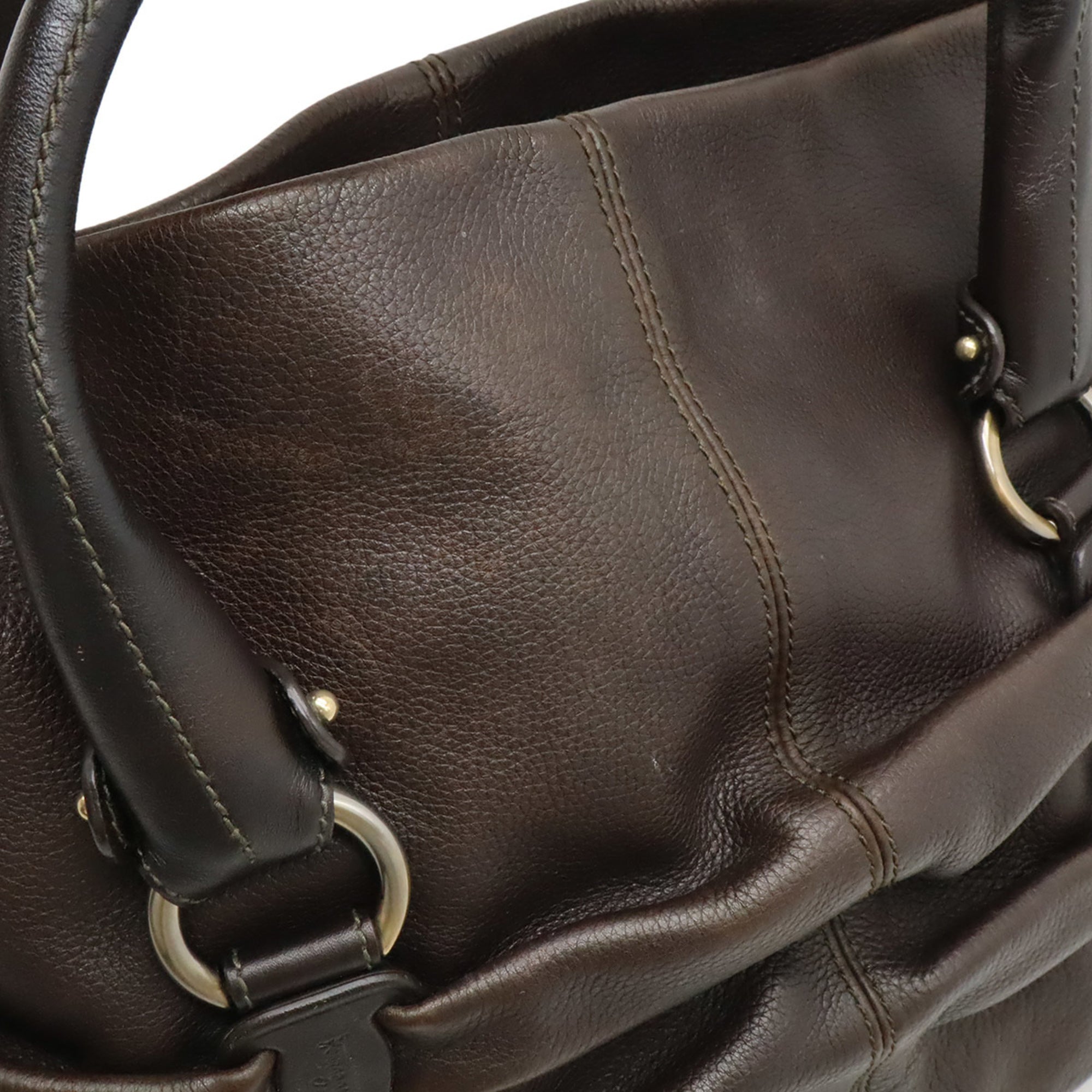 Salvatore Ferragamo Dark Brown Leather Handbag Tote Bag (Pre-Owned)
