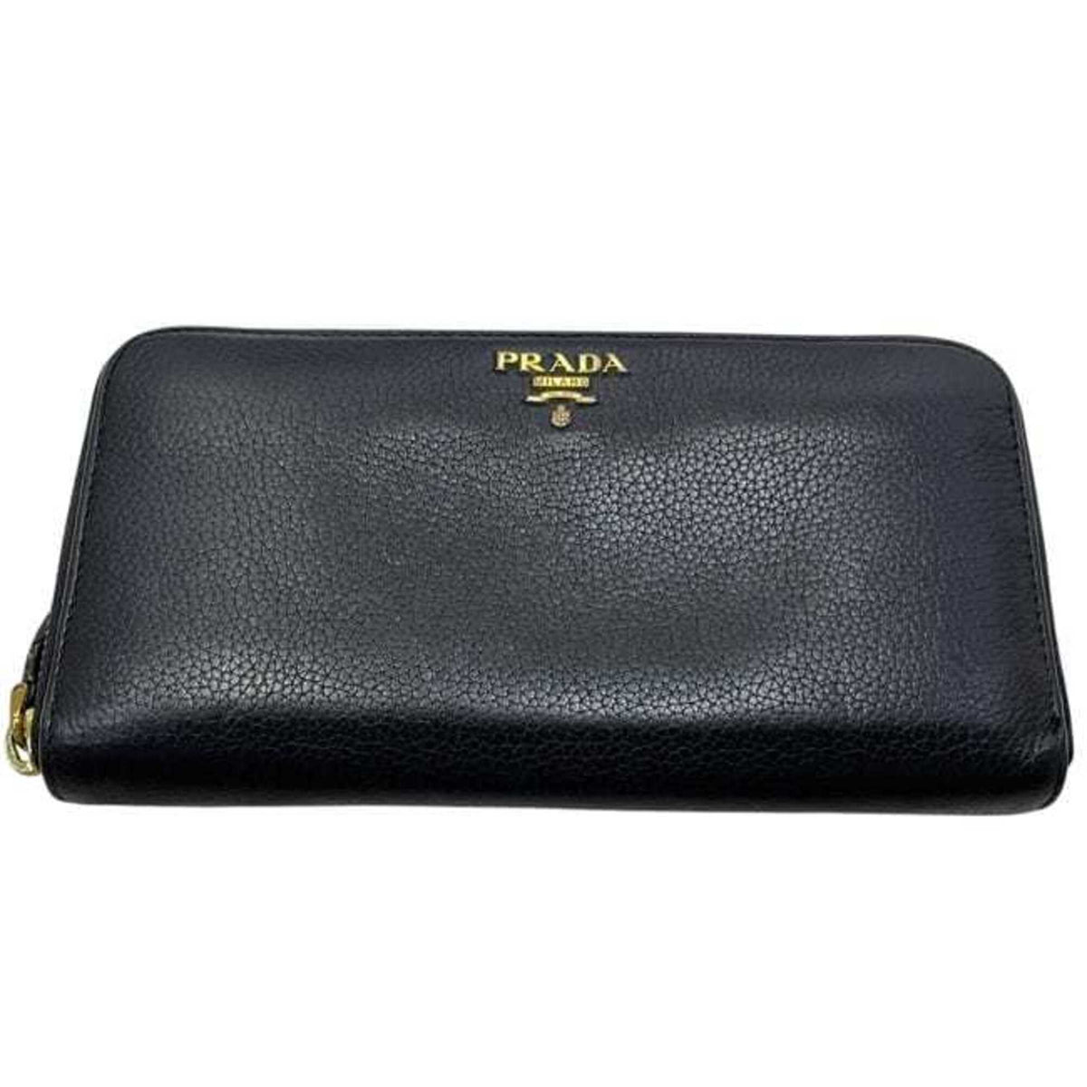 Prada Black Leather Long Wallet (Bi-Fold) (Pre-Owned)
