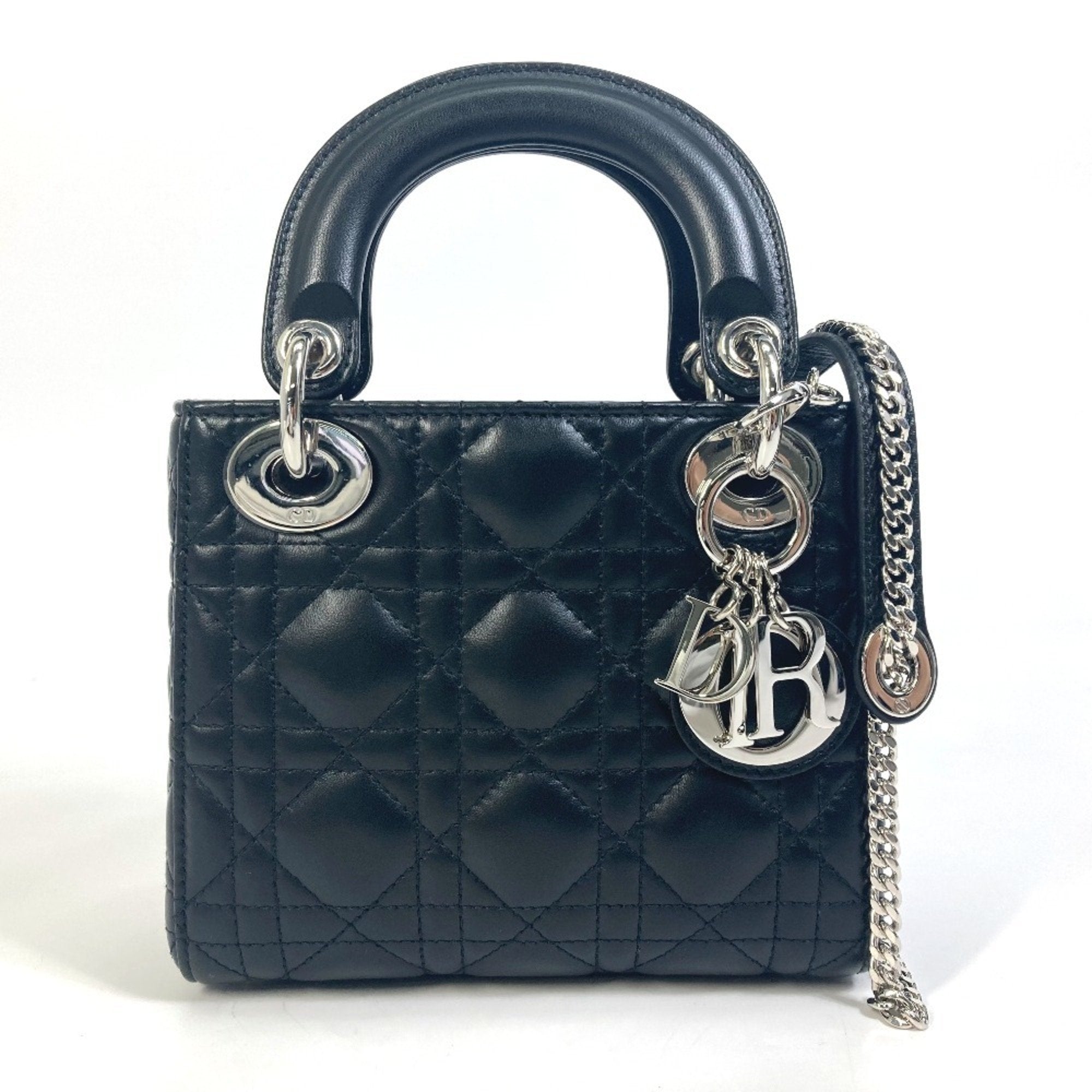 Christian Dior Lady Dior Black Leather Shoulder Bag (Pre-Owned)