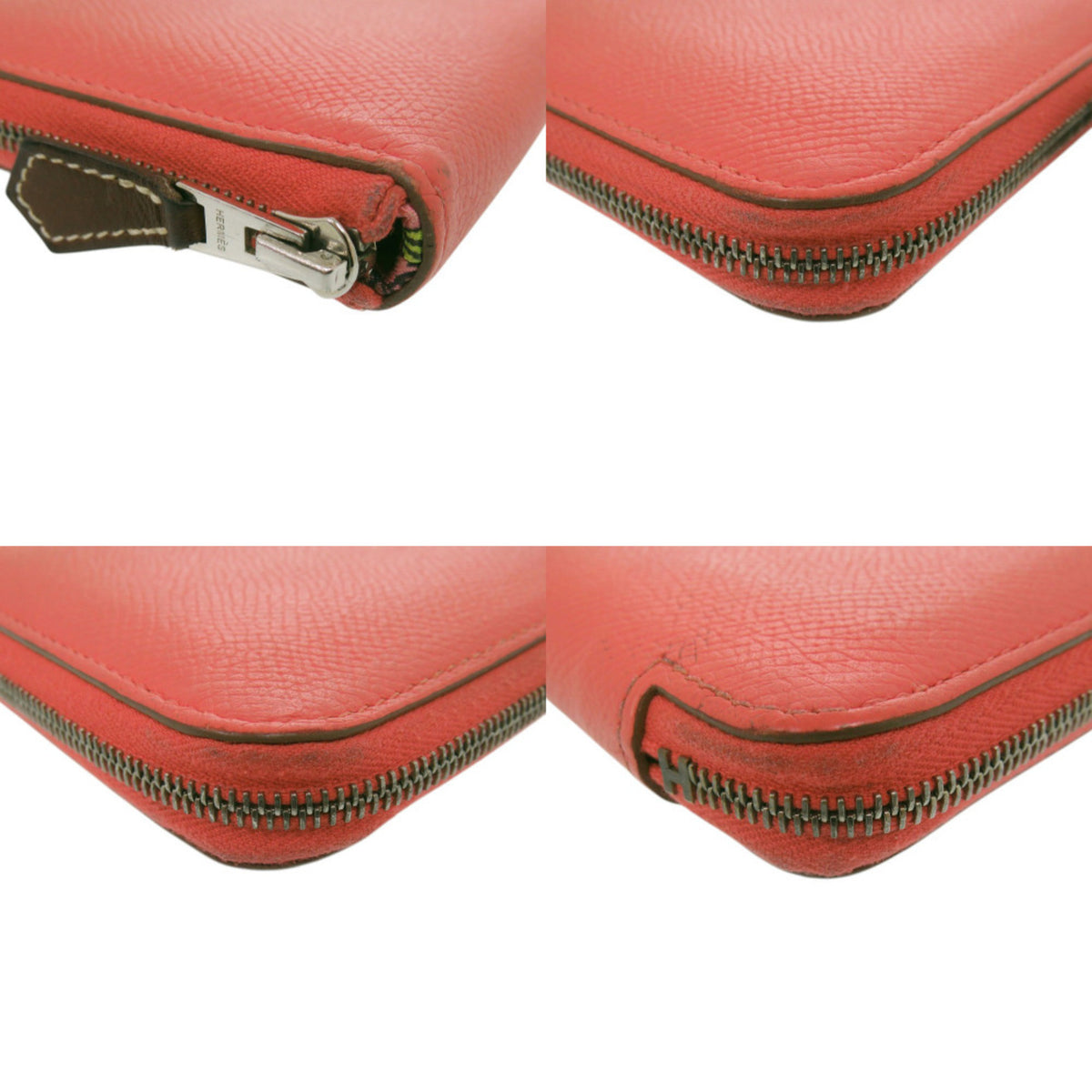 Hermes Rose Jaipur Epsom Leather Silk Coin Purse/Coin Case (Pre-Owned)